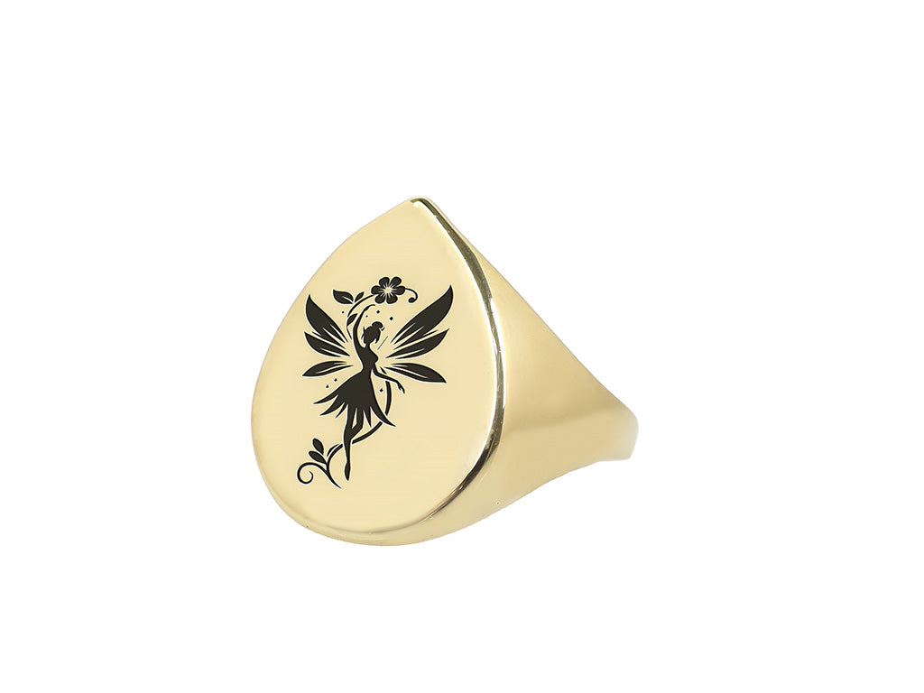 Engraved Fairy Signet Ring