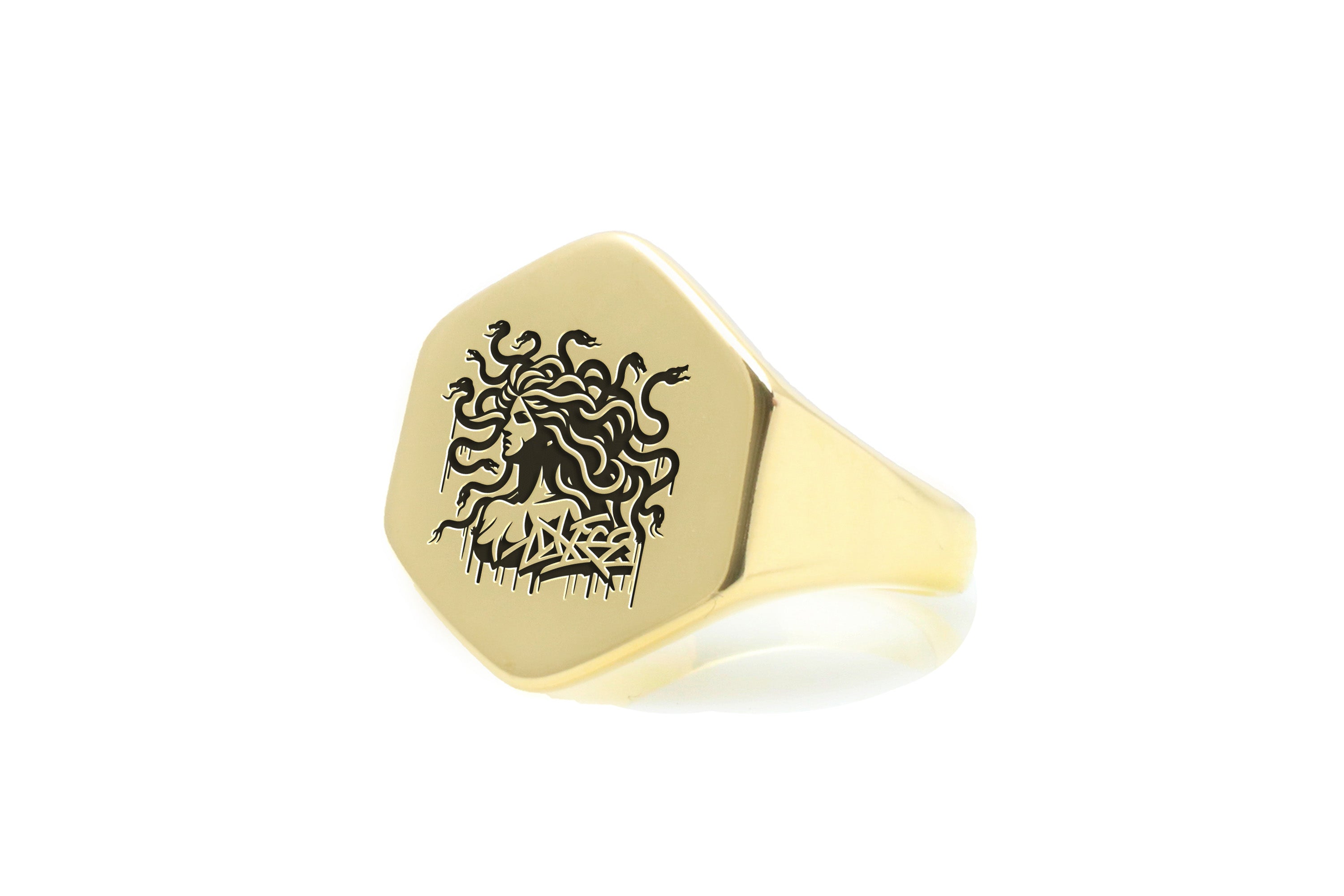 Engraved Medusa Gold Ring