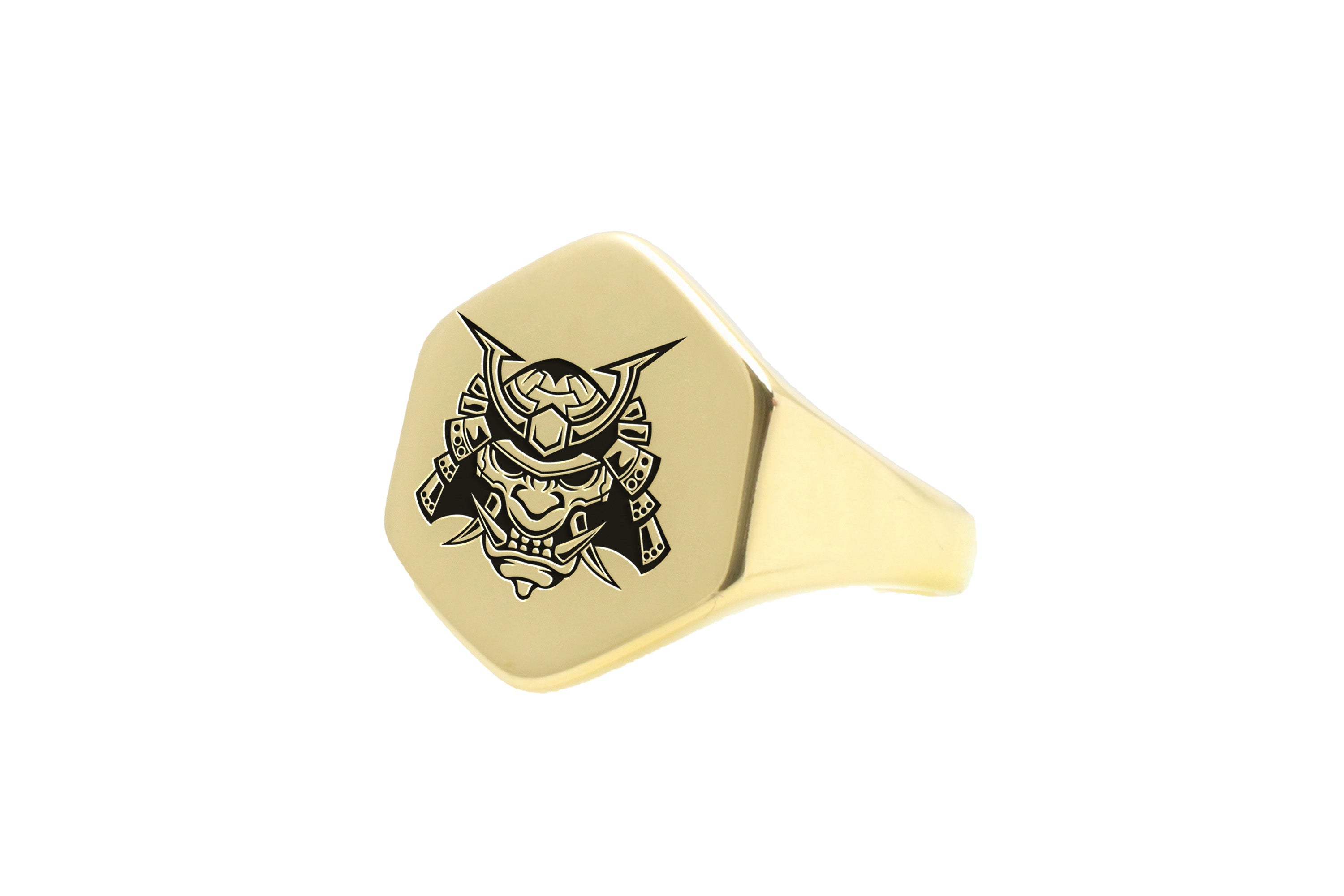 Gold Samurai Mask Signet Ring