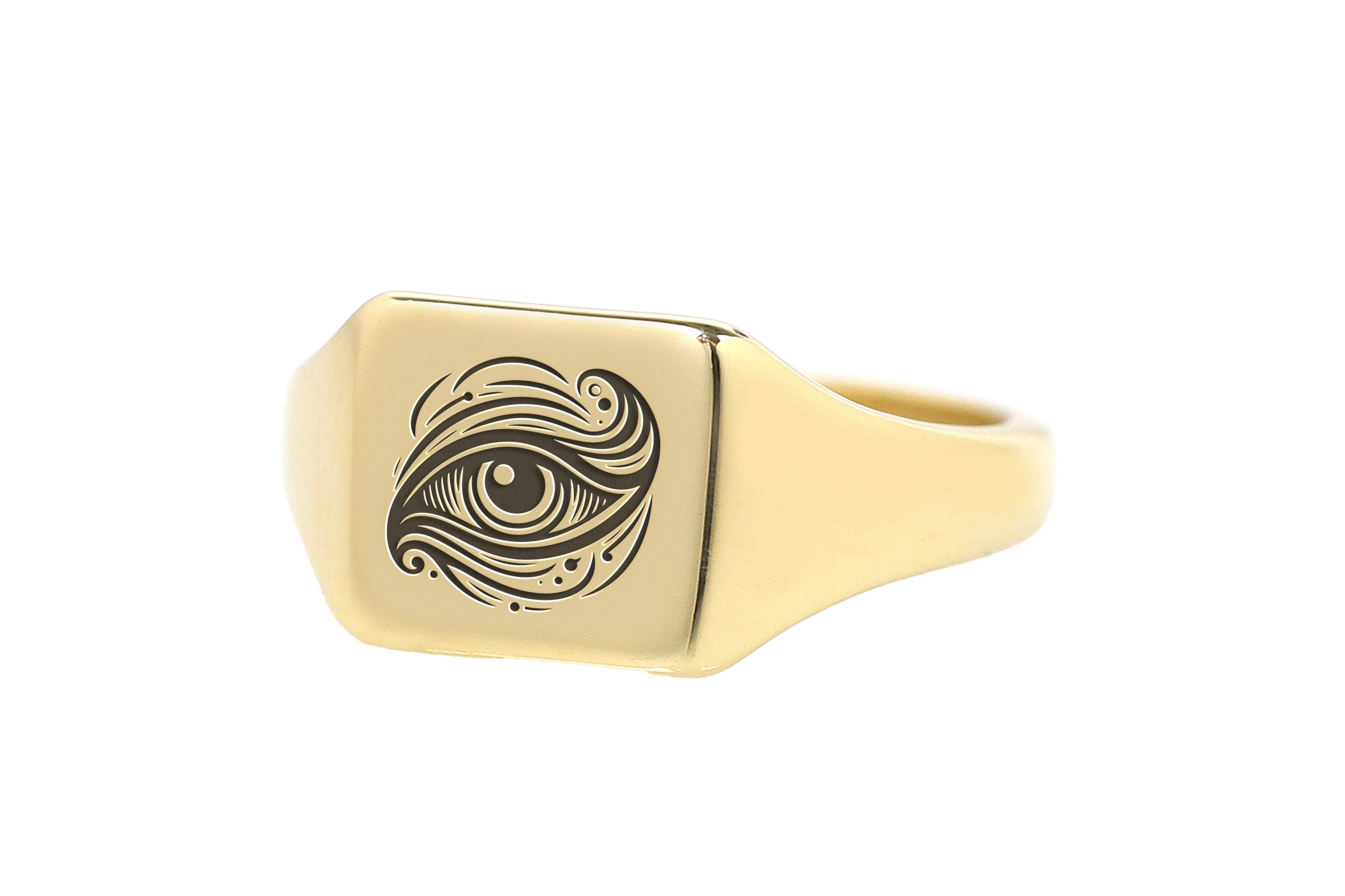 Engraved Evil Eye Signet Ring