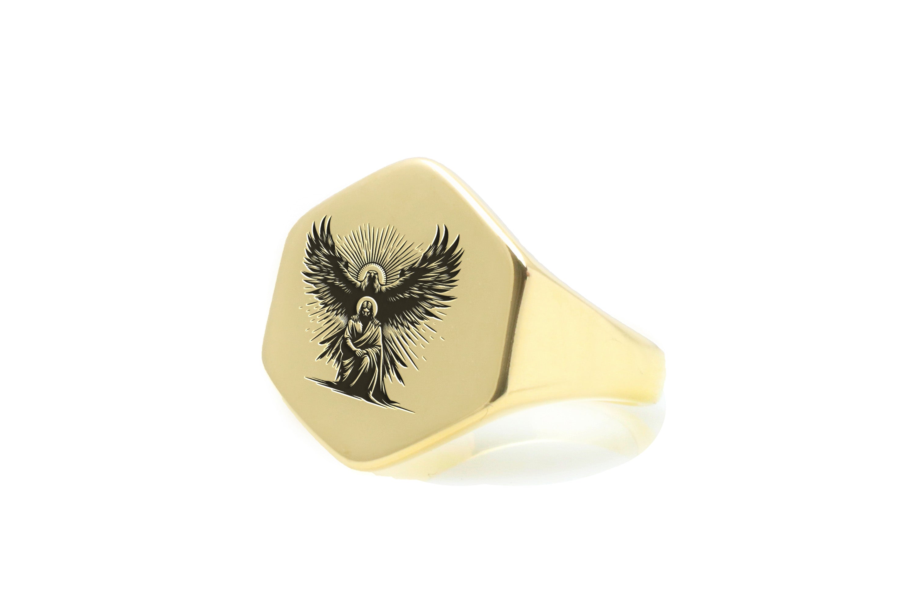 Engraved Eagle Jesus Ring