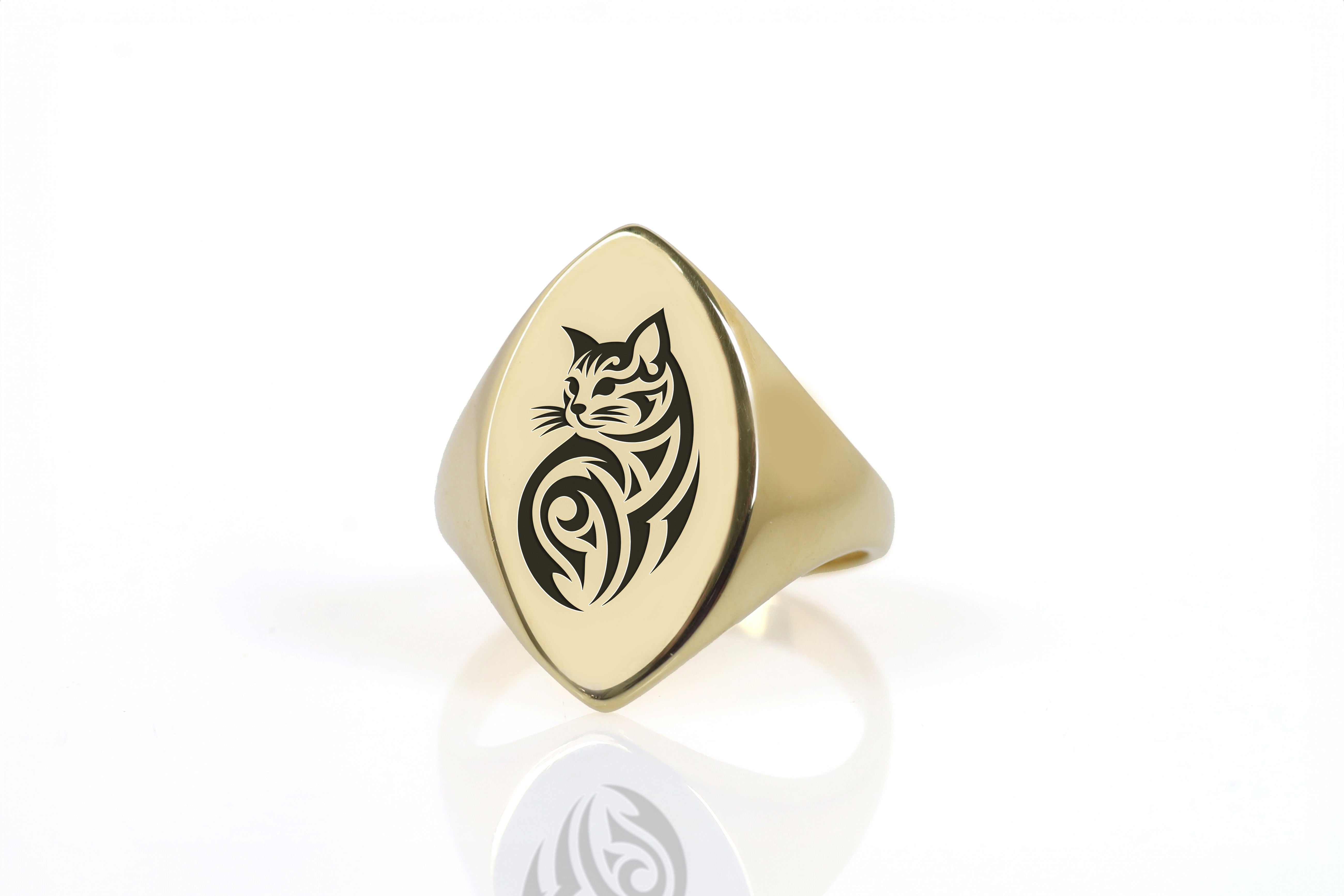 Engraved Cat Ring
