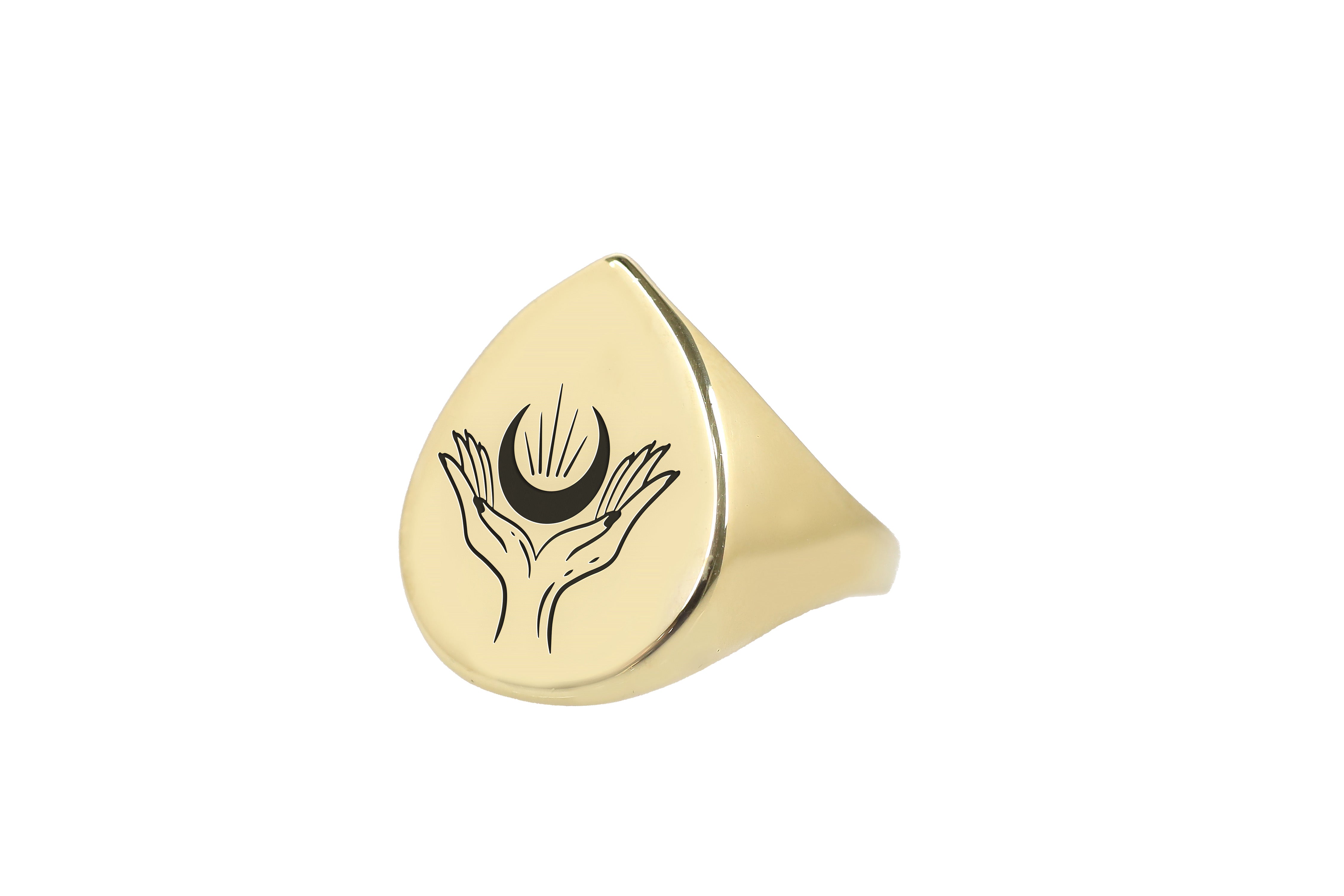 Gothic Moon Engraved Ring
