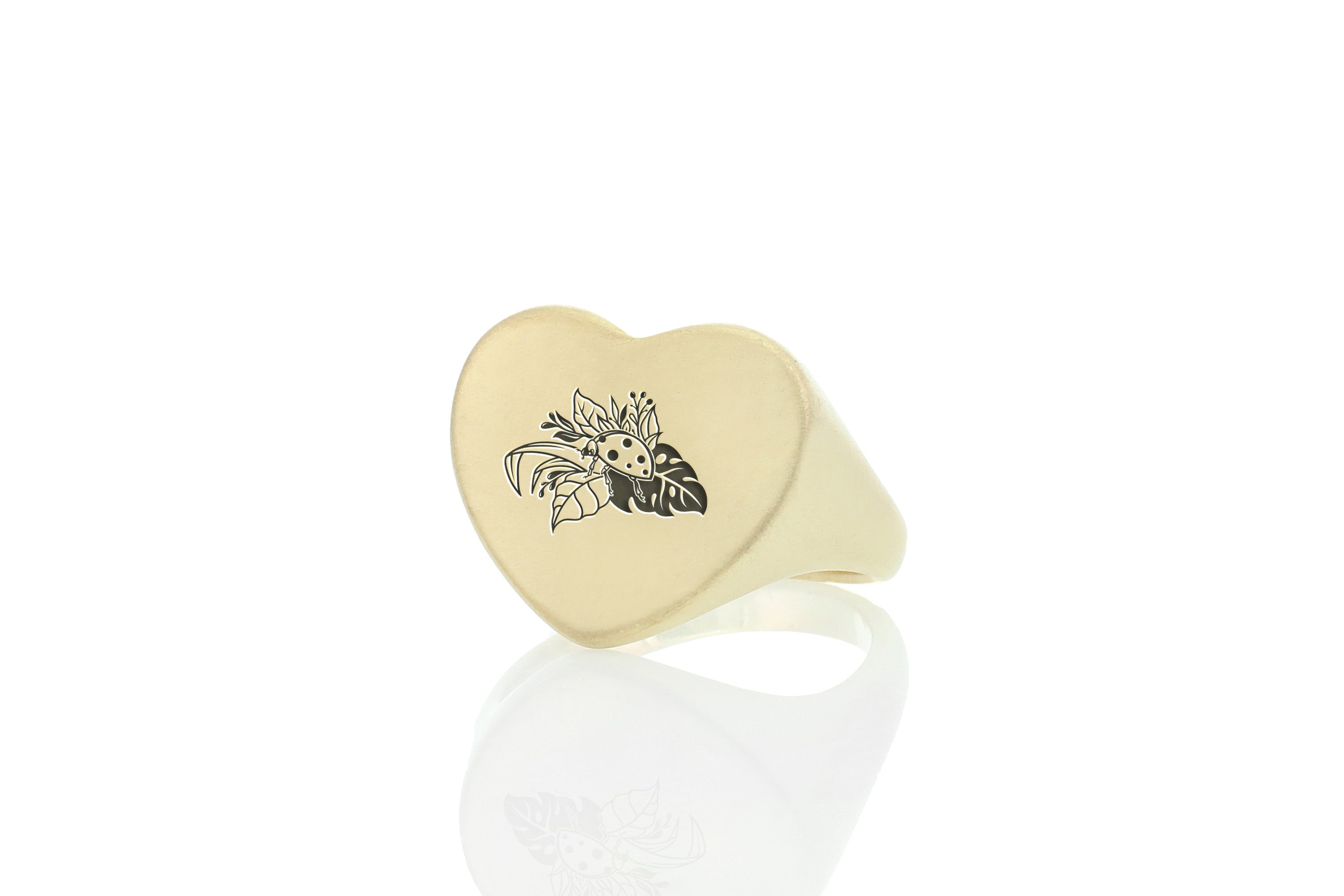 Gold Ladybug Engraved Signet Ring