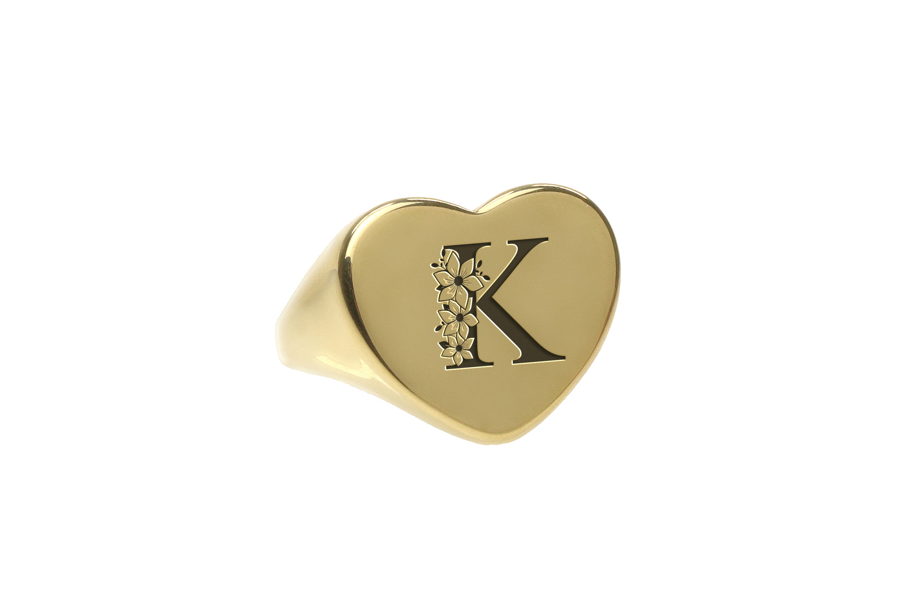 Heart Shaped Letter Gold Ring