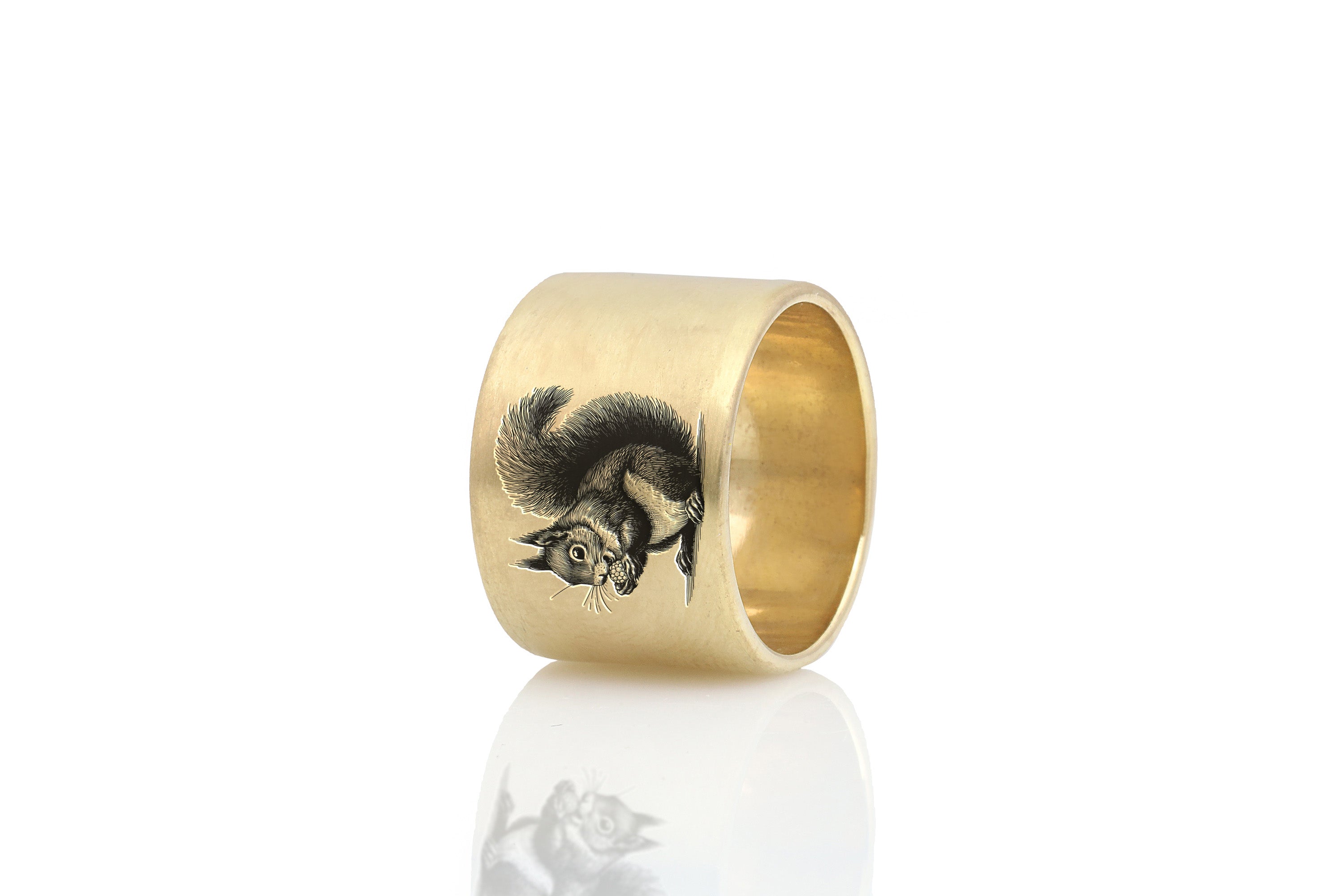 14k Gold Squirrel Wide Band Ring