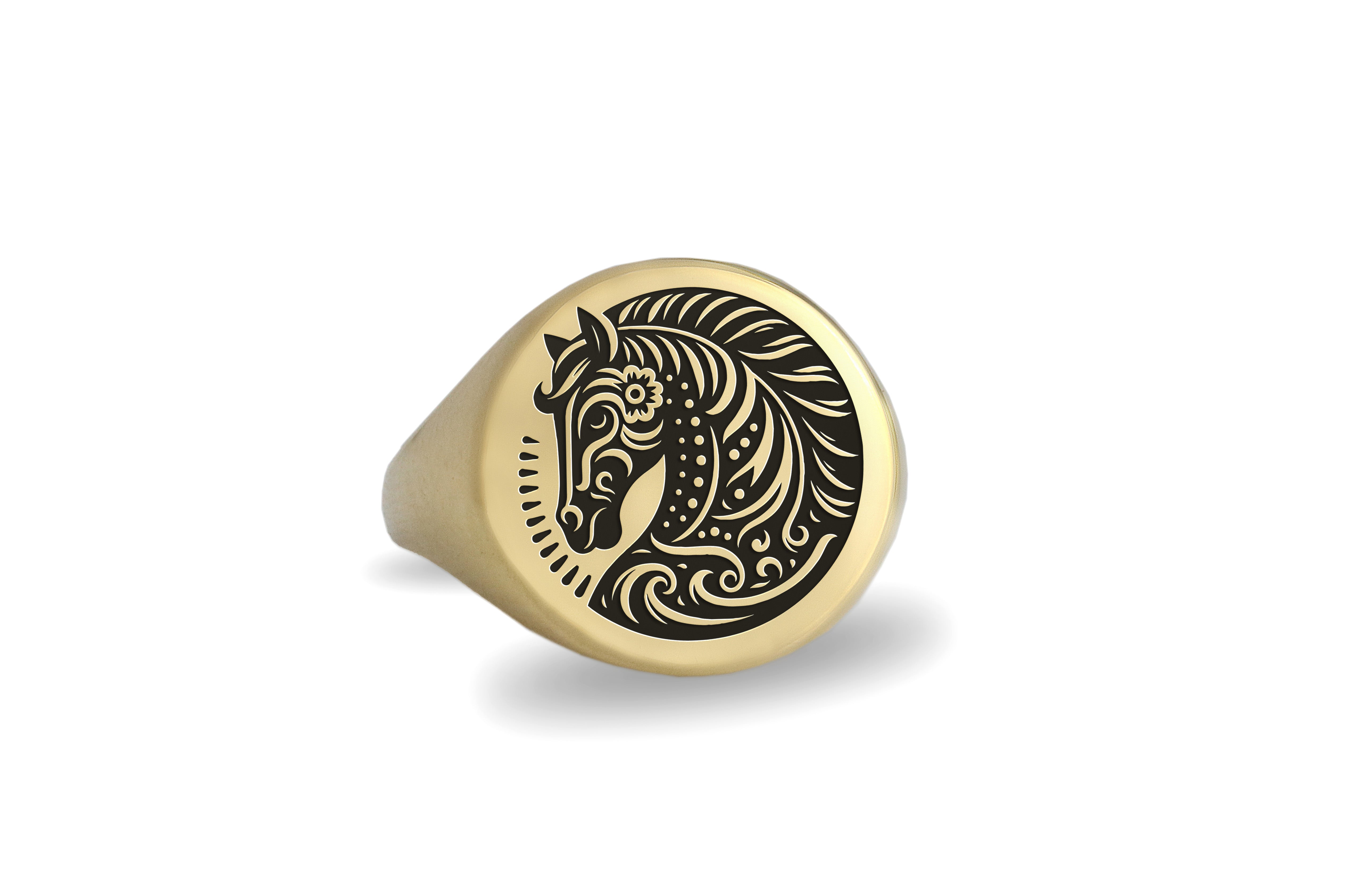Gold Horse Signet Ring