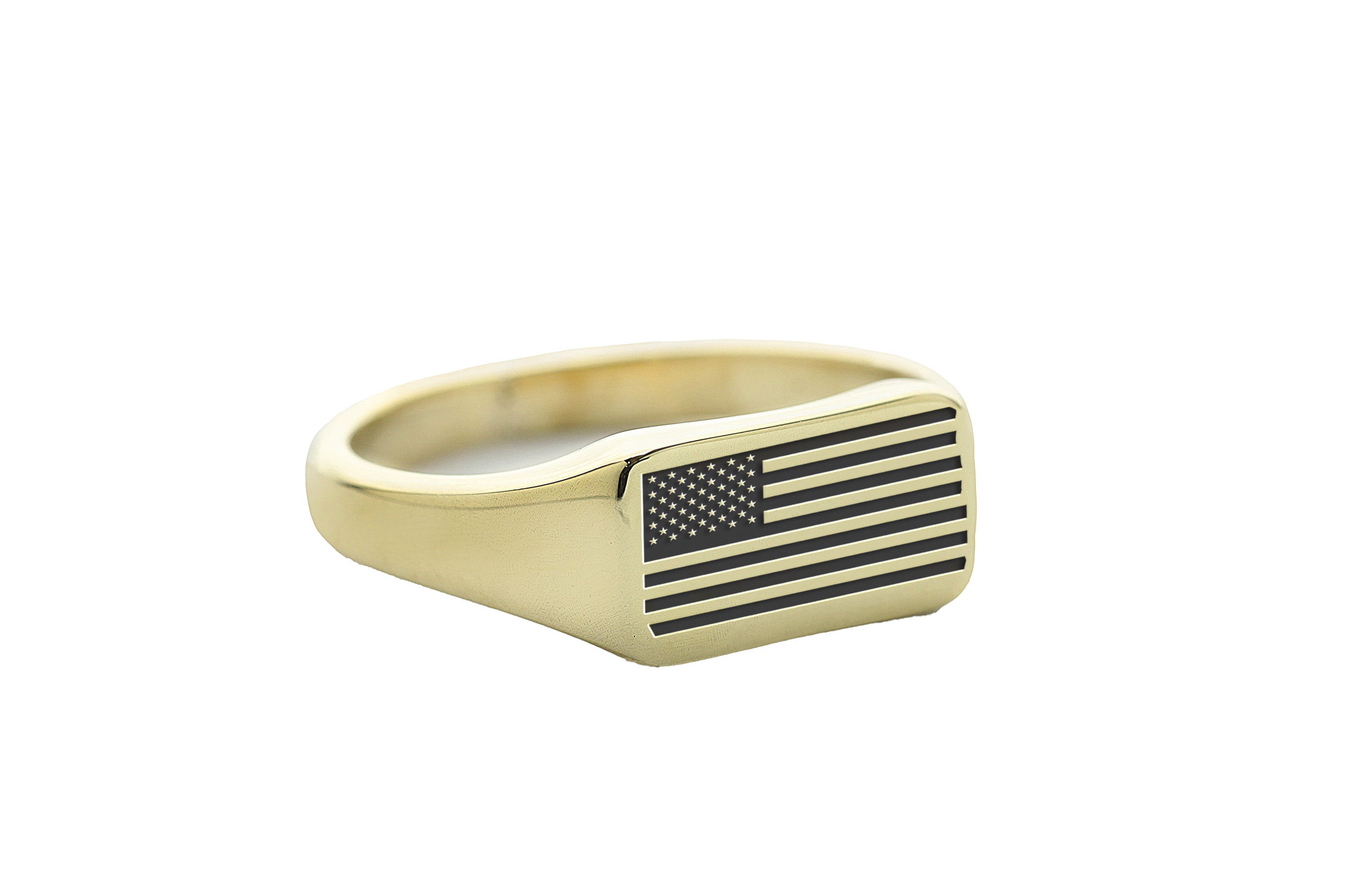 USA Flag Gold Signet Ring