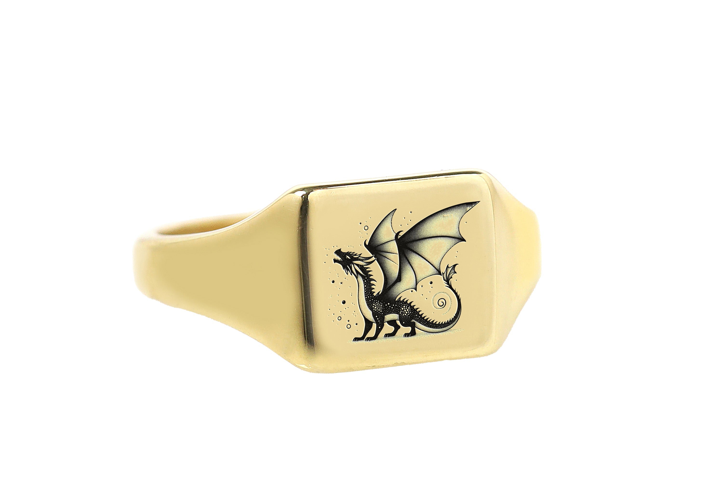 14k Gold Dragon Signet Ring