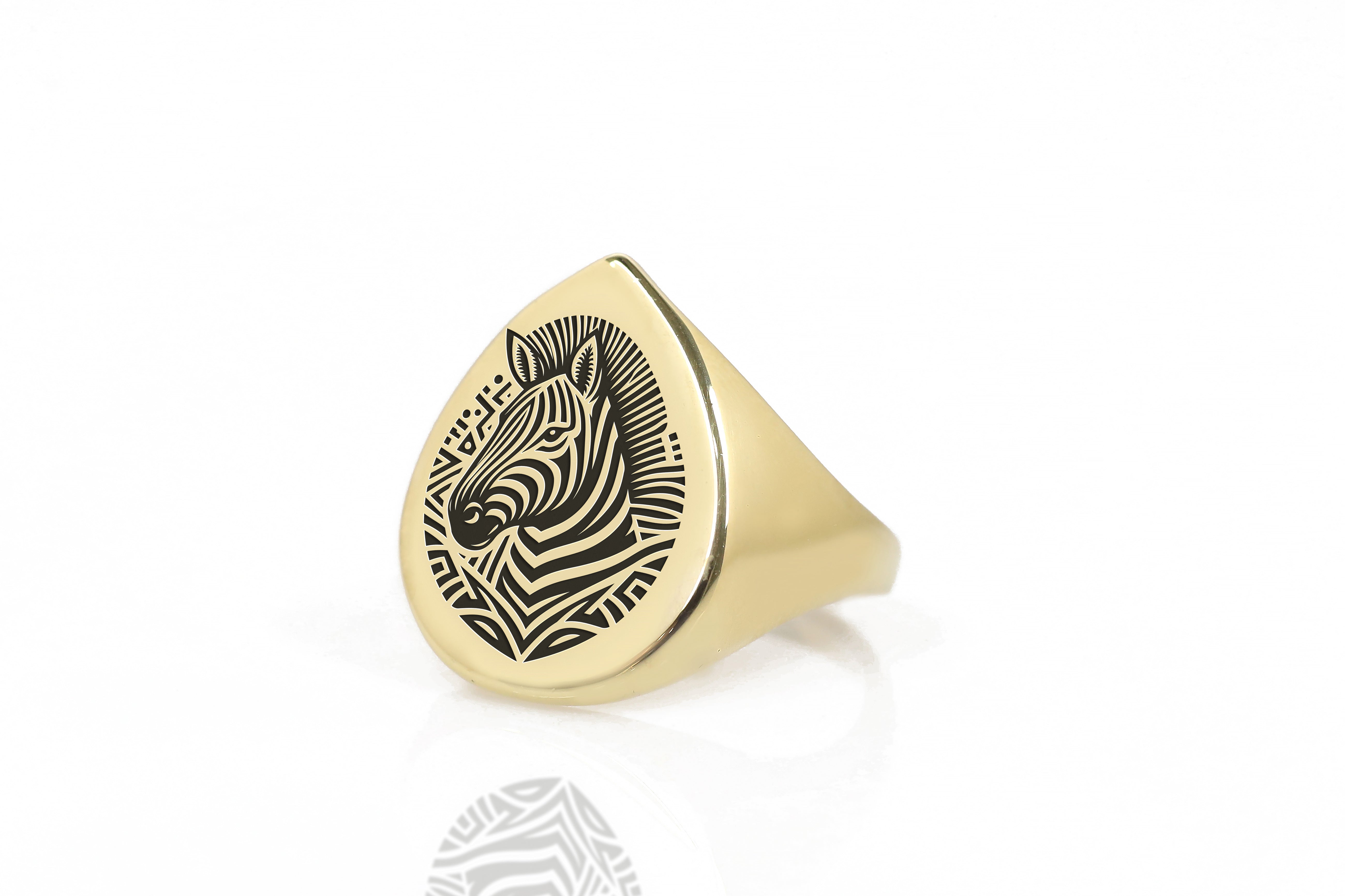 Cute Zebra Engraved Ring