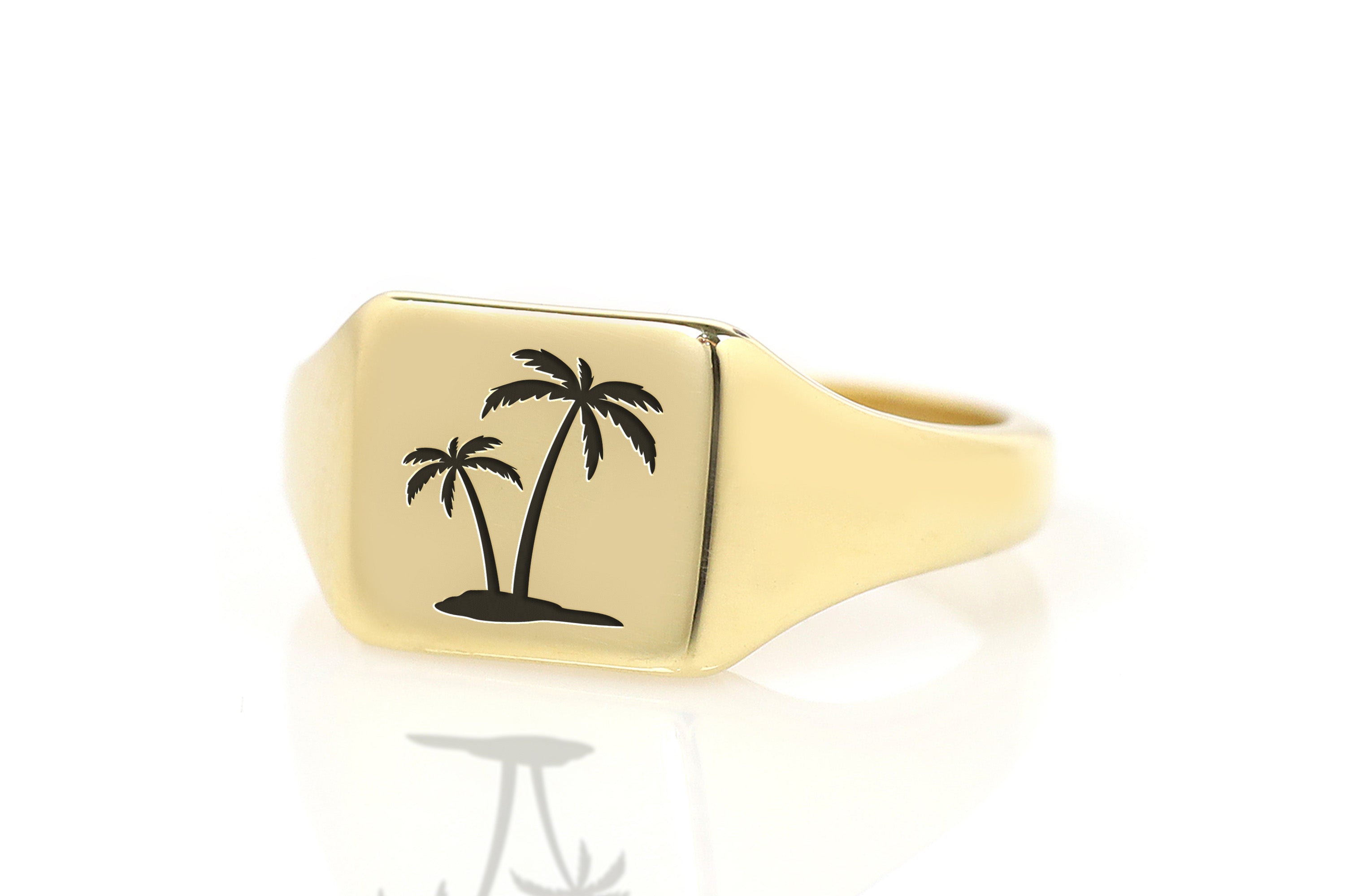 Palm Tree Engraving Ring