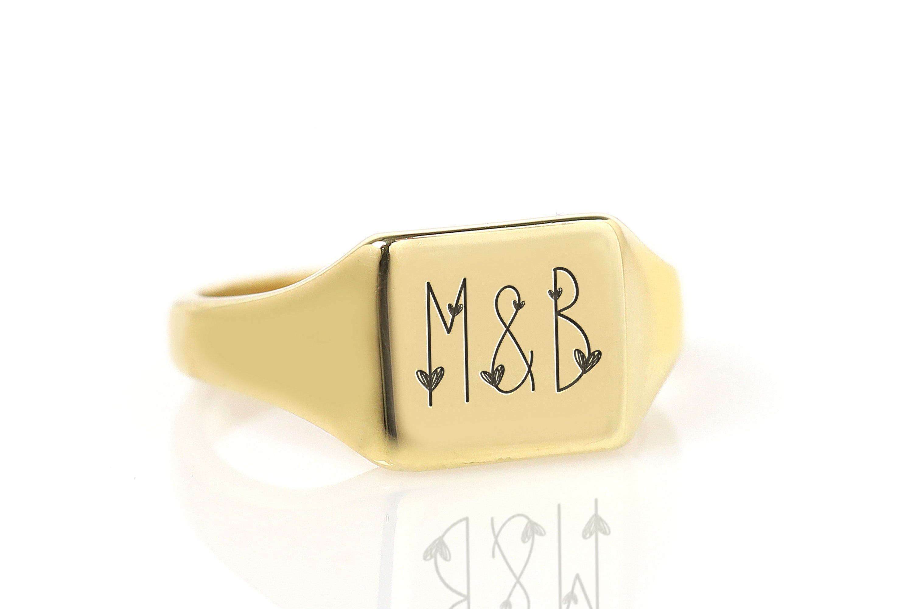 24k Gold Couple Initials Ring