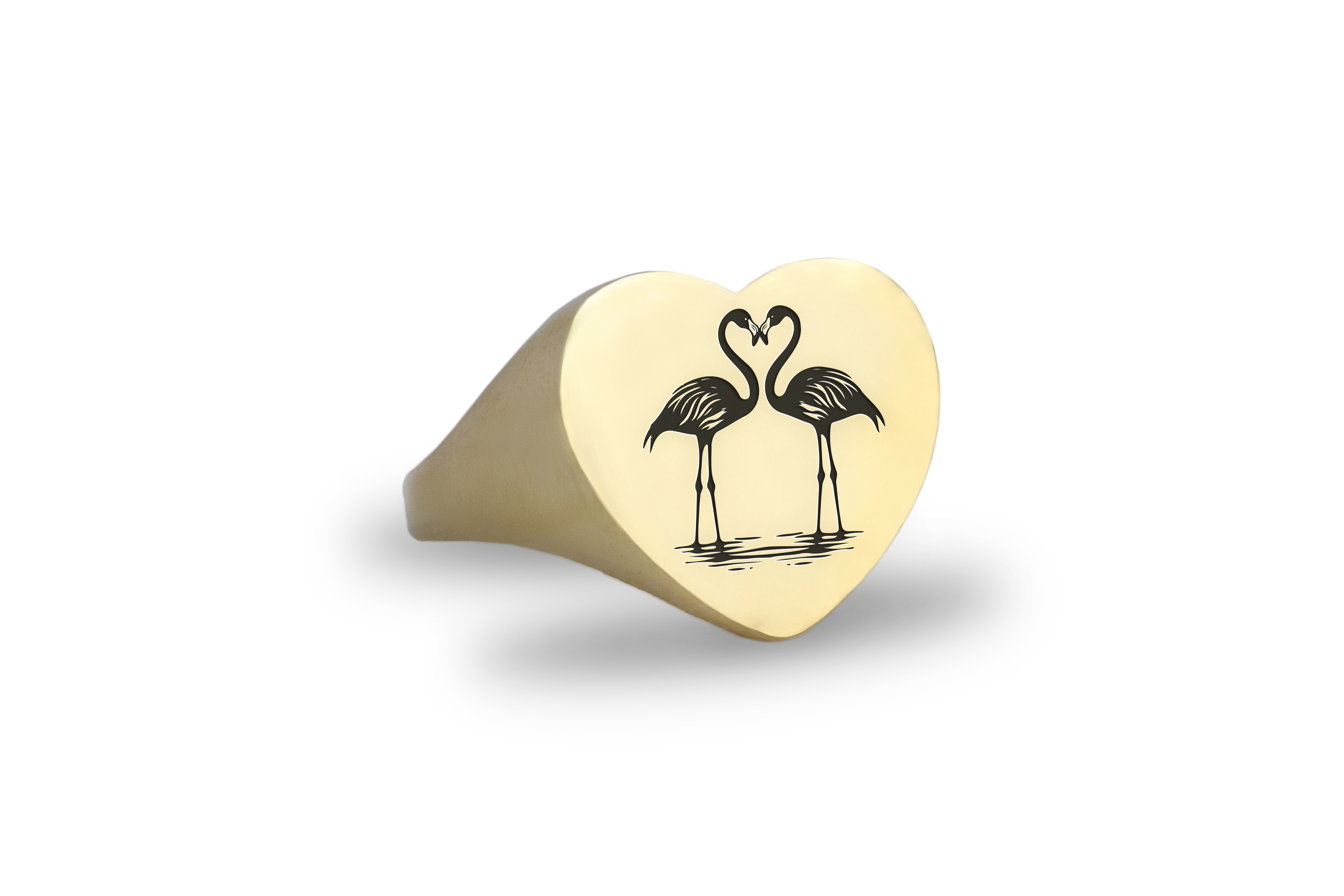 14k Gold Flamingo Signet Ring