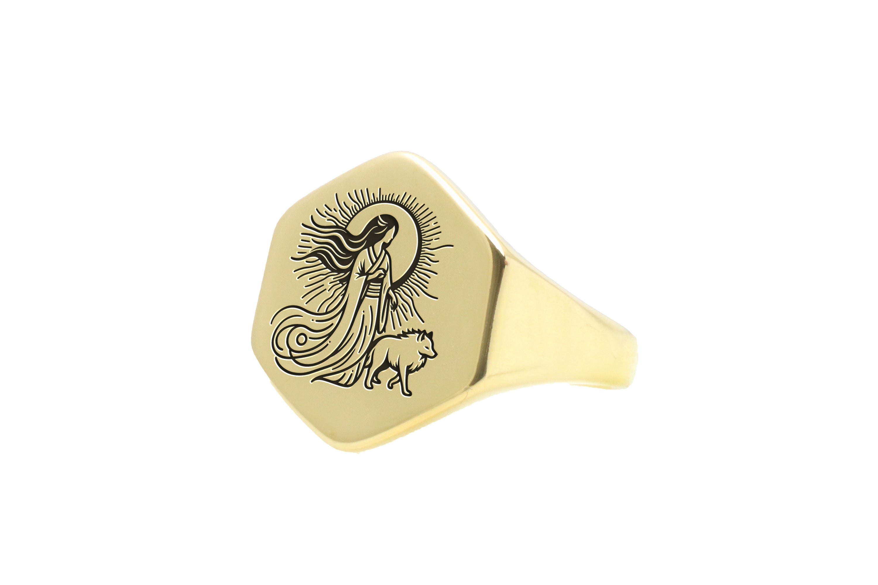 14k Gold Amaterasu Signet Ring