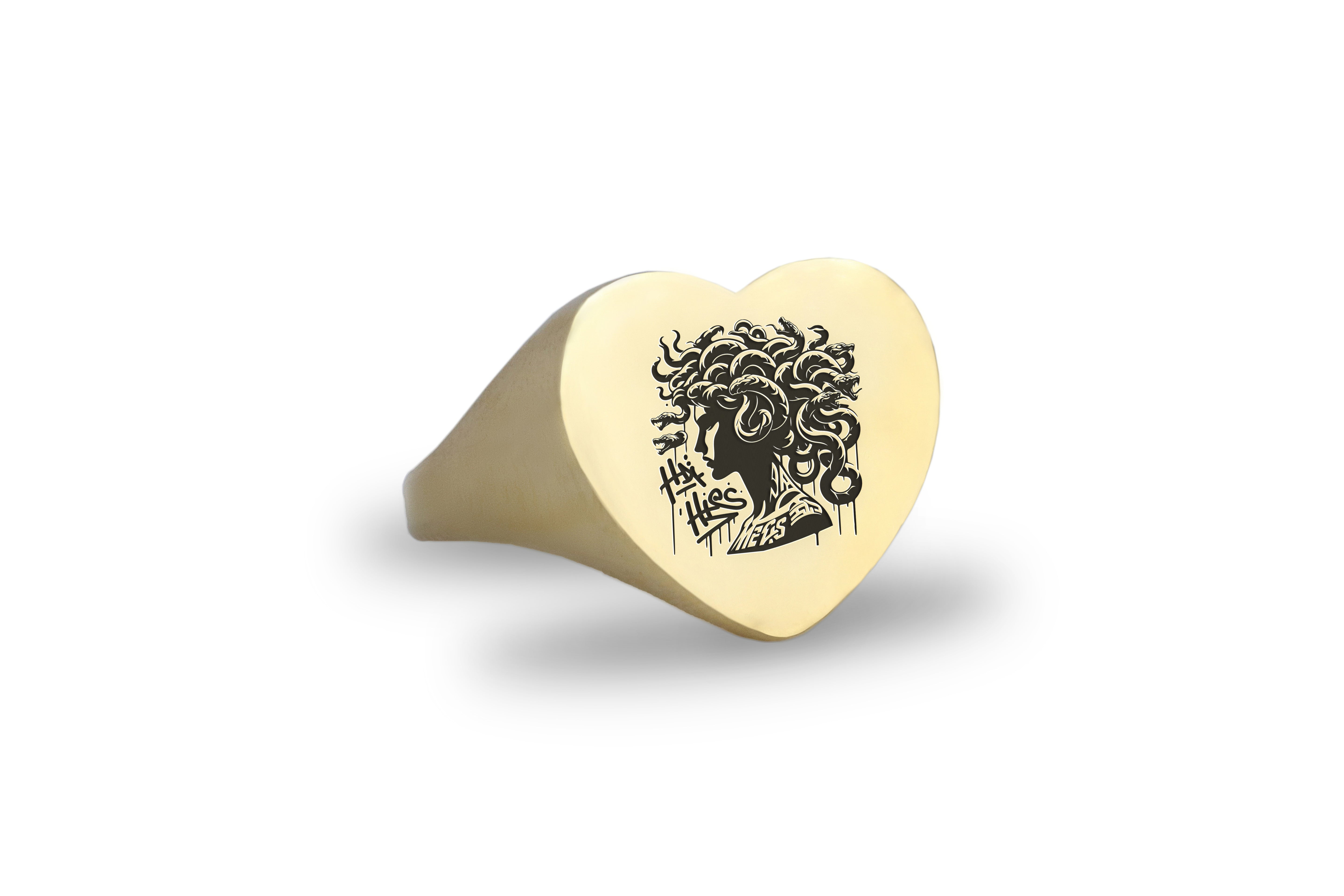 14k Gold Medusa Signet Ring