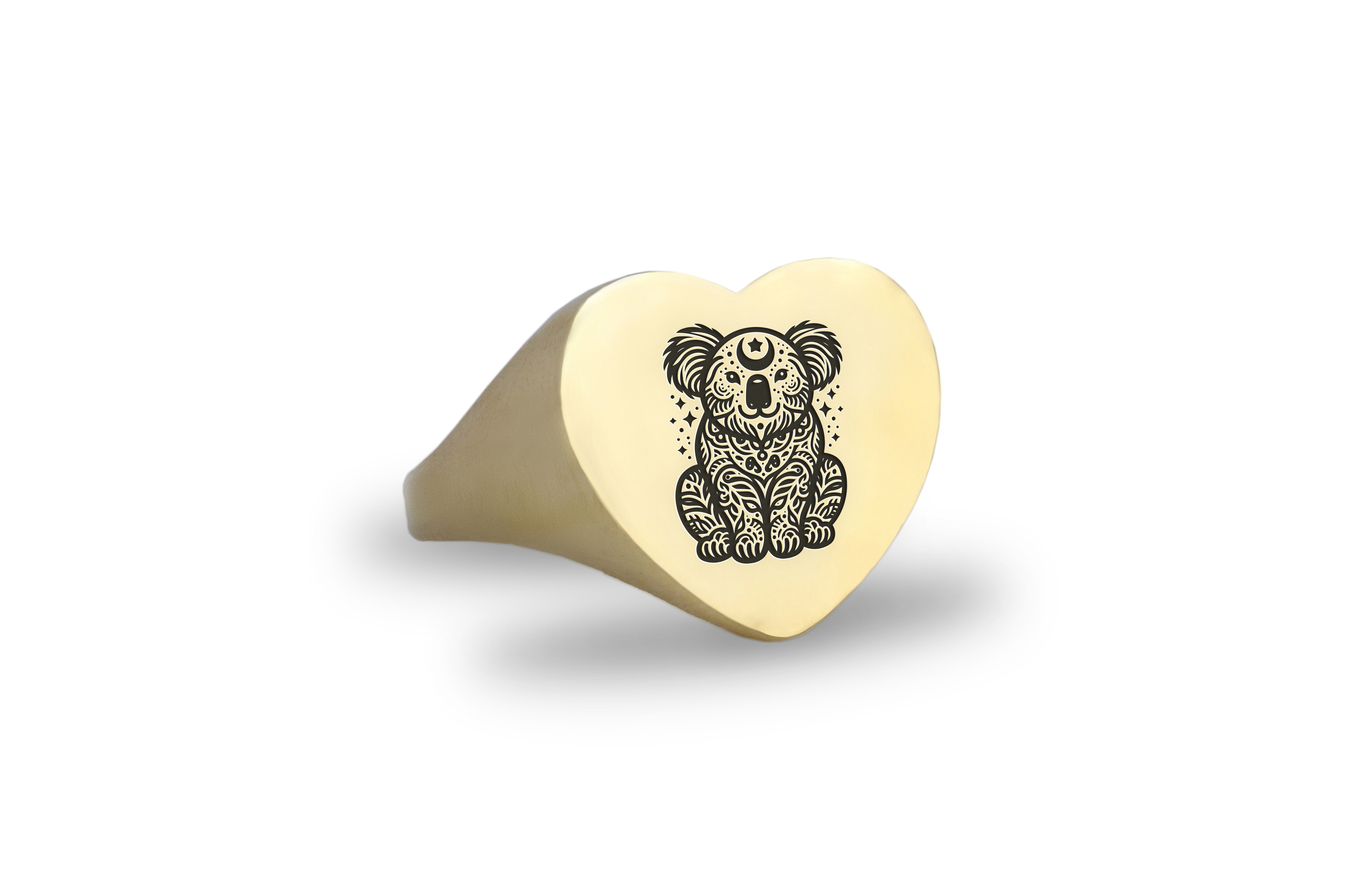 Engraved Koala Gold Ring