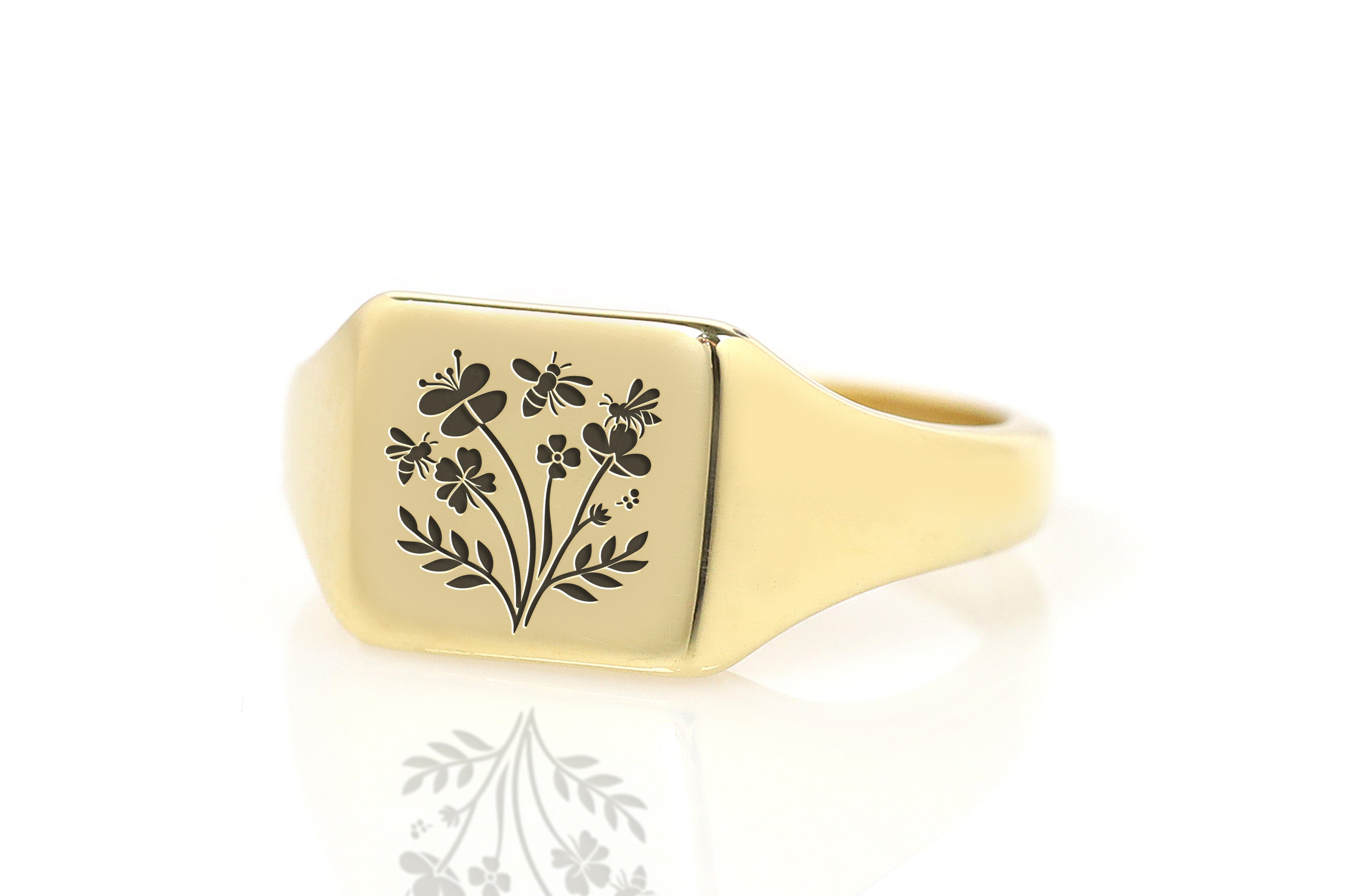 24k Gold Bee Signet Ring