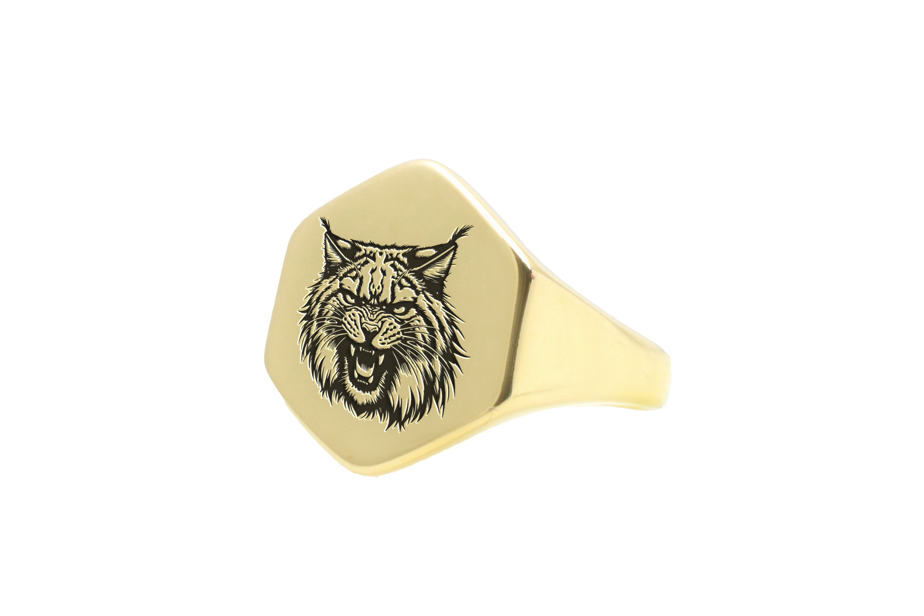 14k Gold Lynx Signet Ring