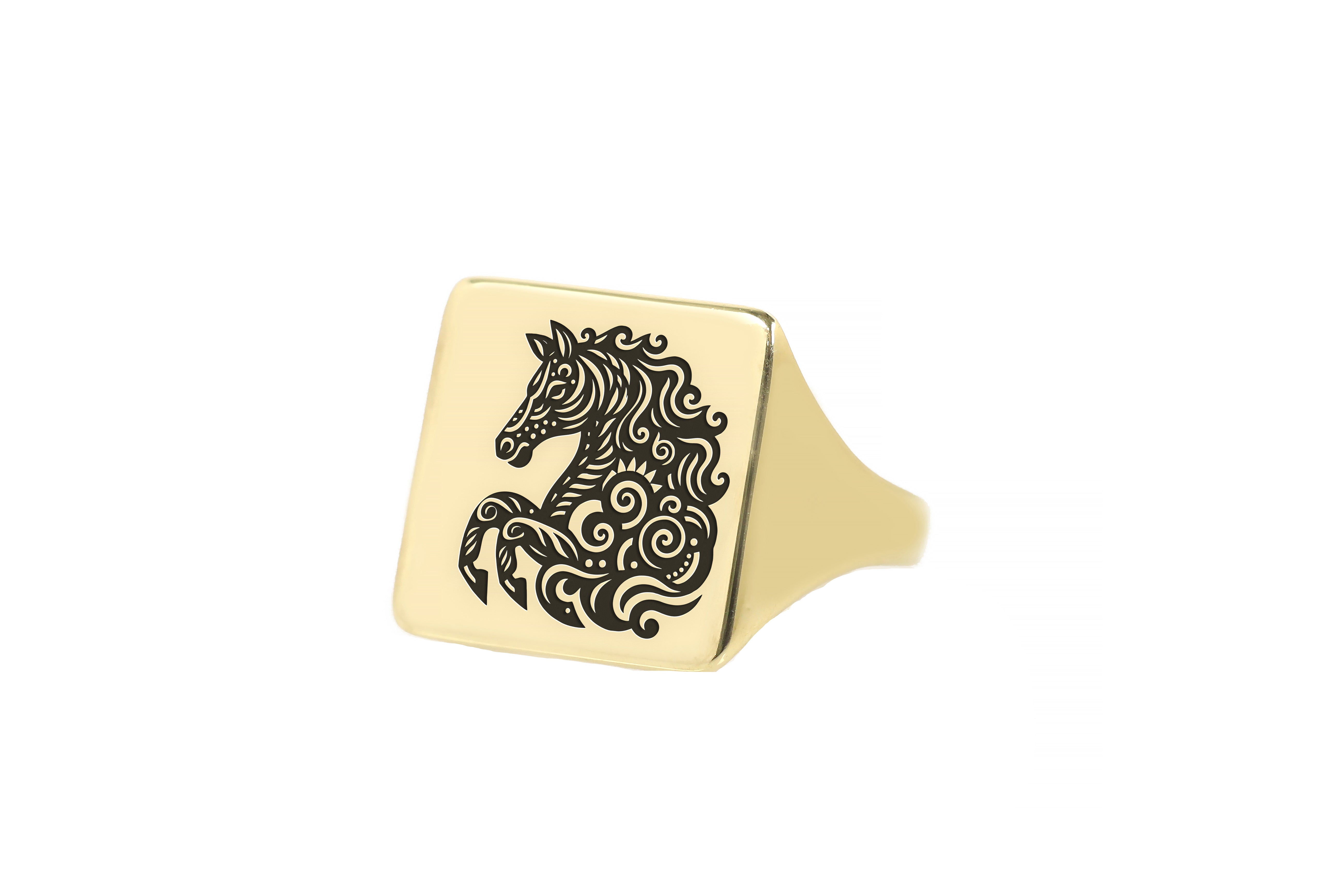 Tribal Horse Signet Ring