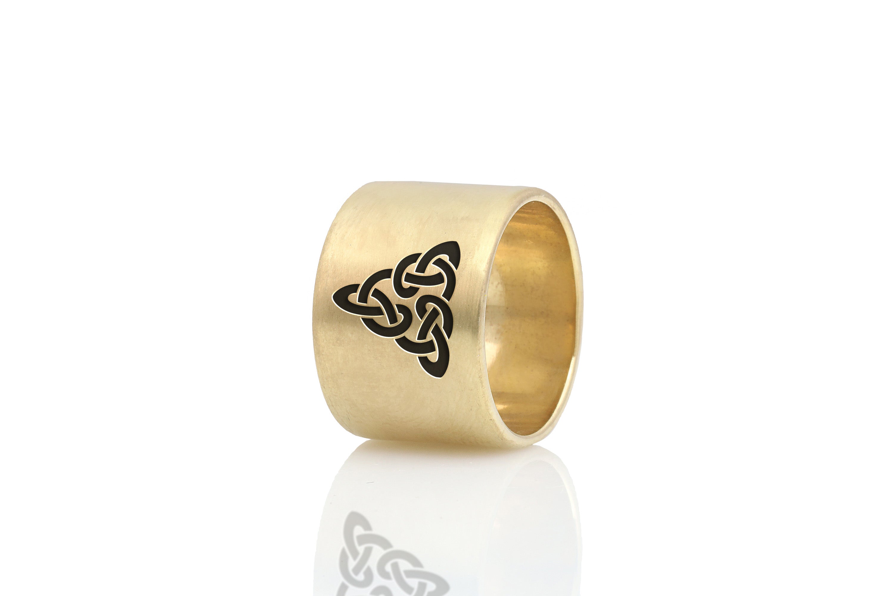 Celtic Wide Brushed Gold Ring