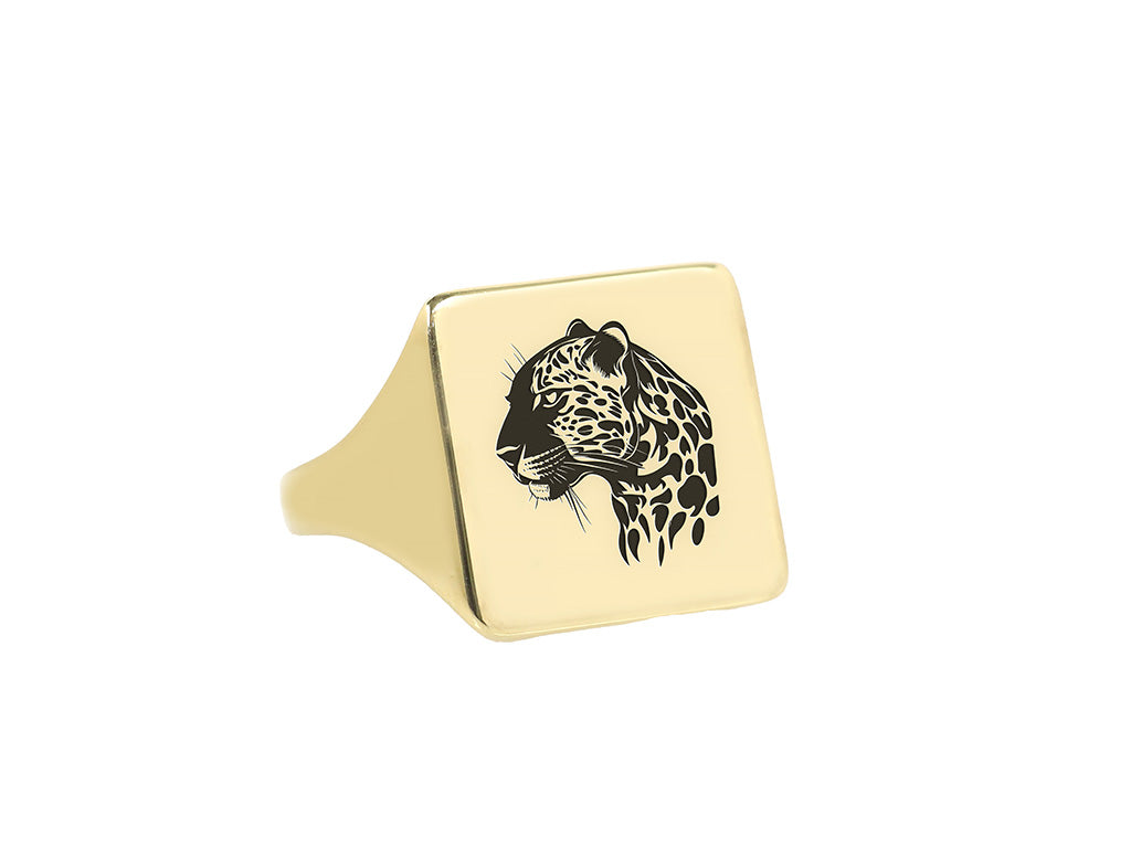Gold Jaguar Signet Ring