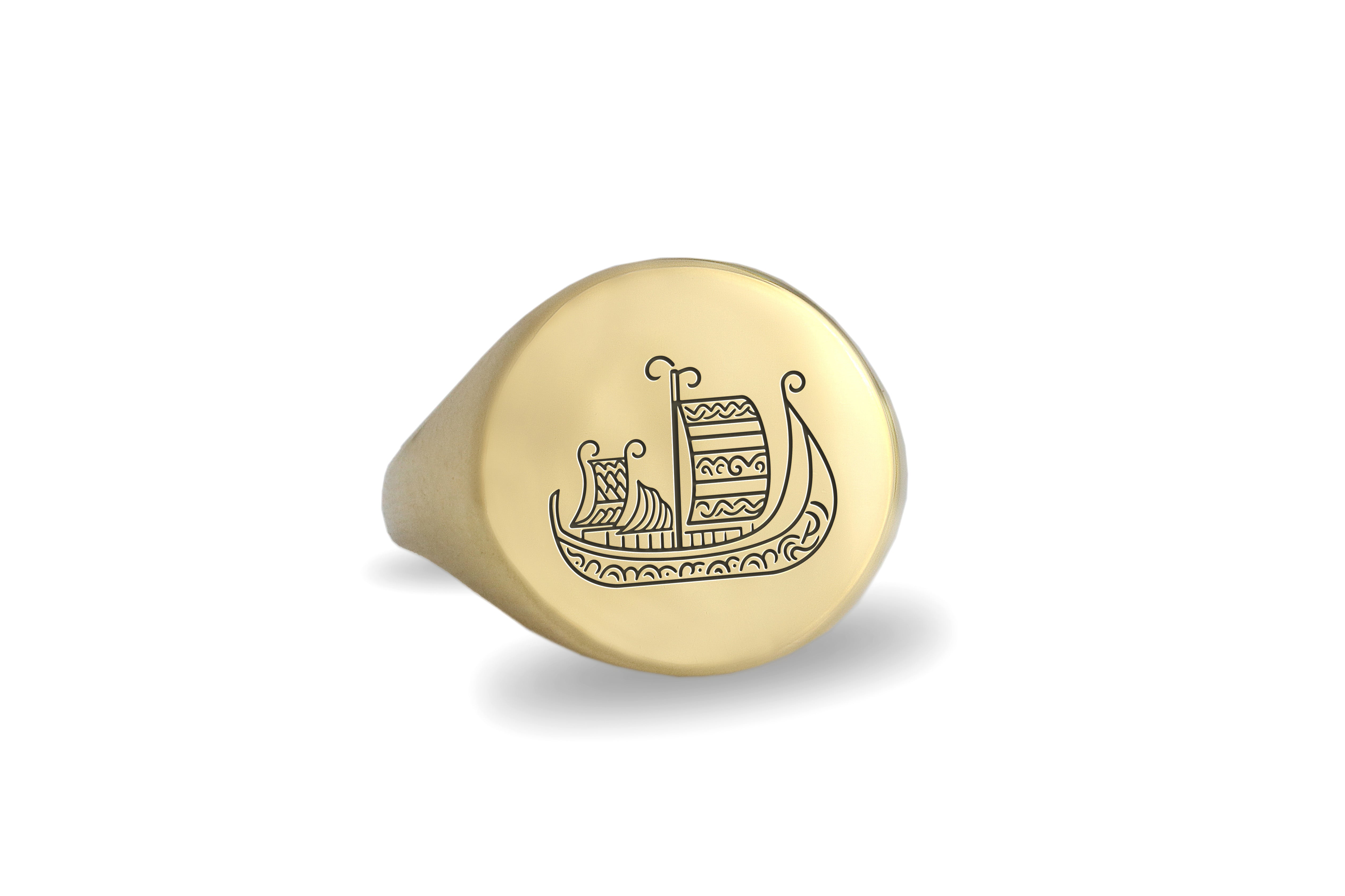 Engraved Viking Boat Ring
