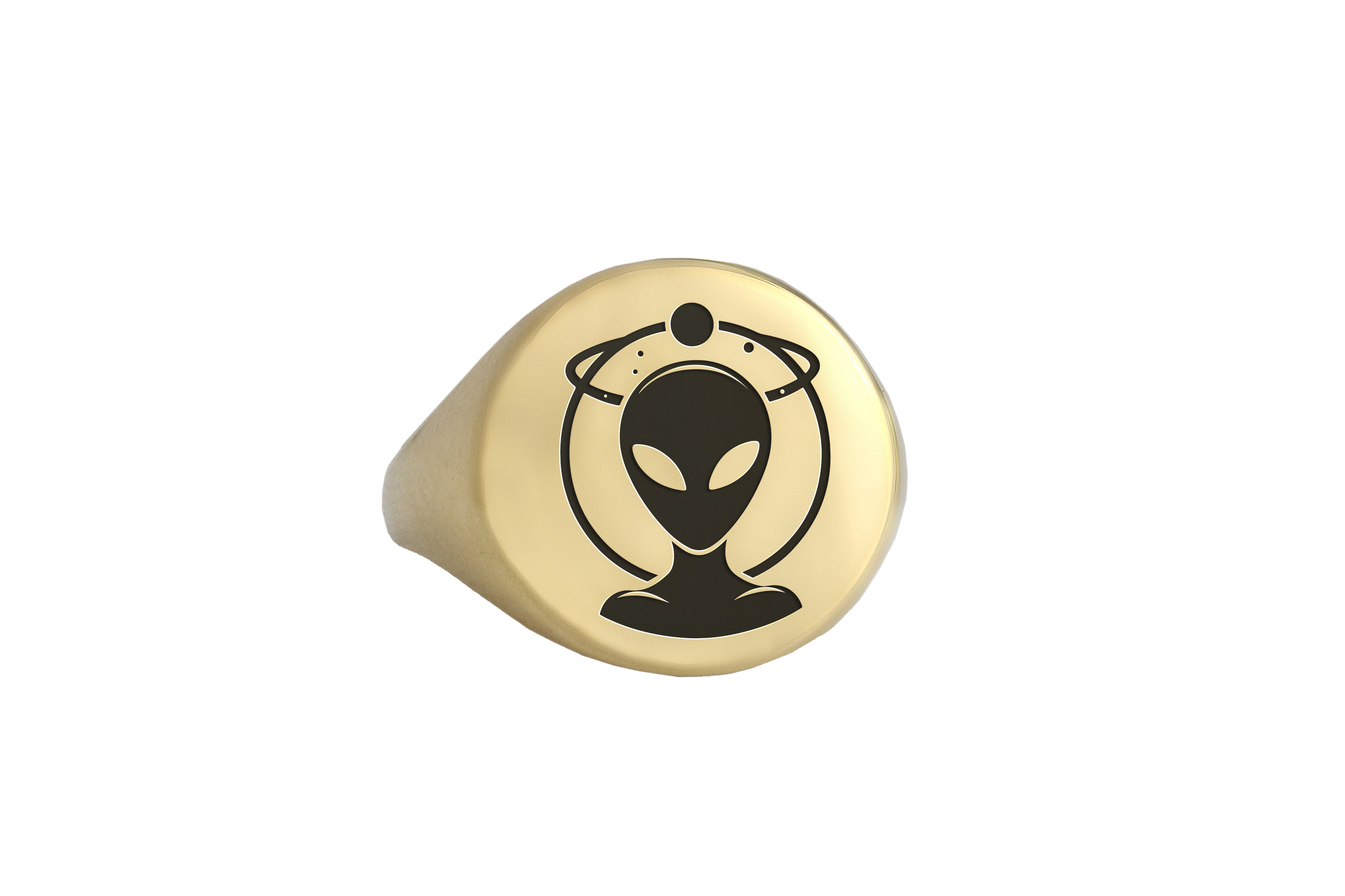 14k Gold Alien Signet Ring