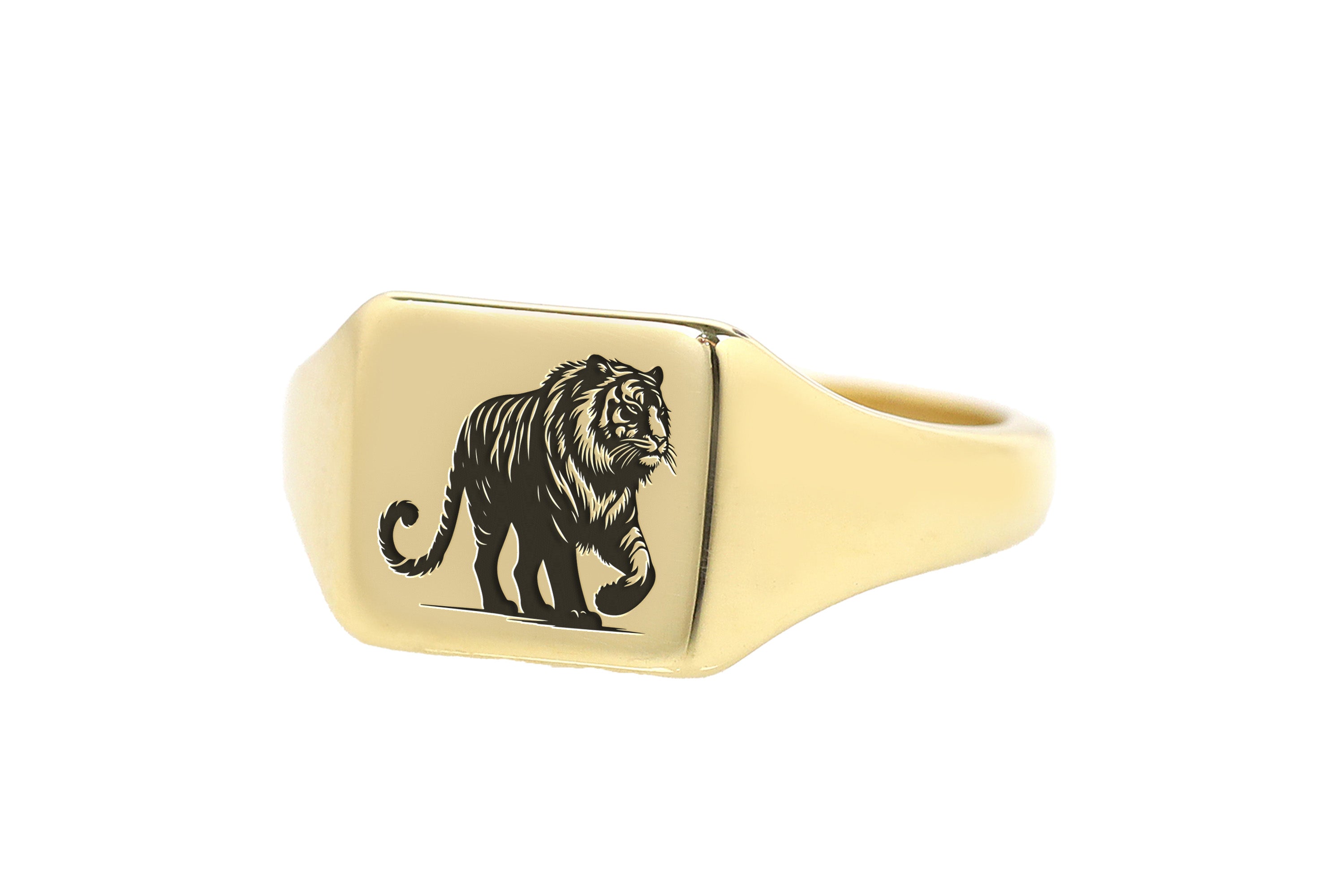 14k Gold Tiger Signet Ring