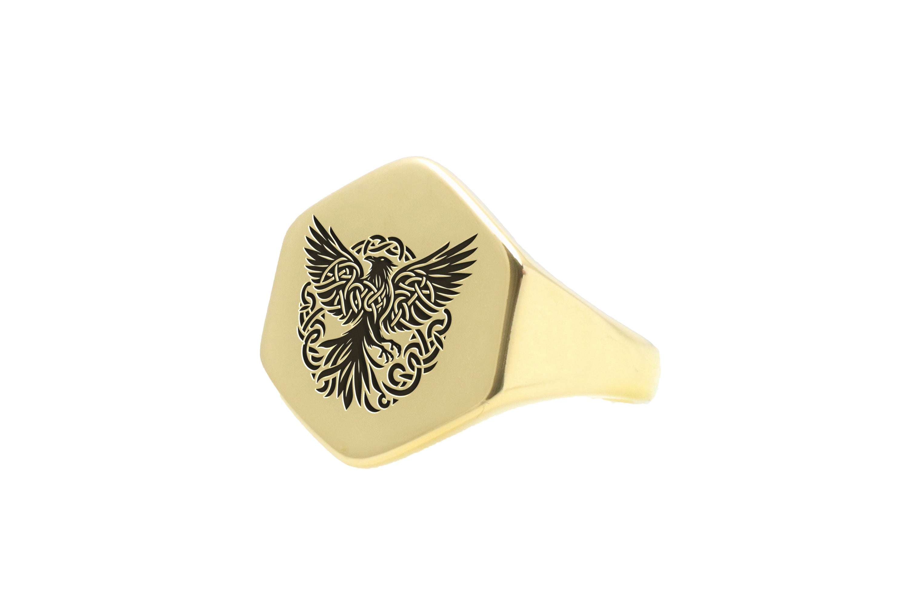 Engraved Raven Signet Ring