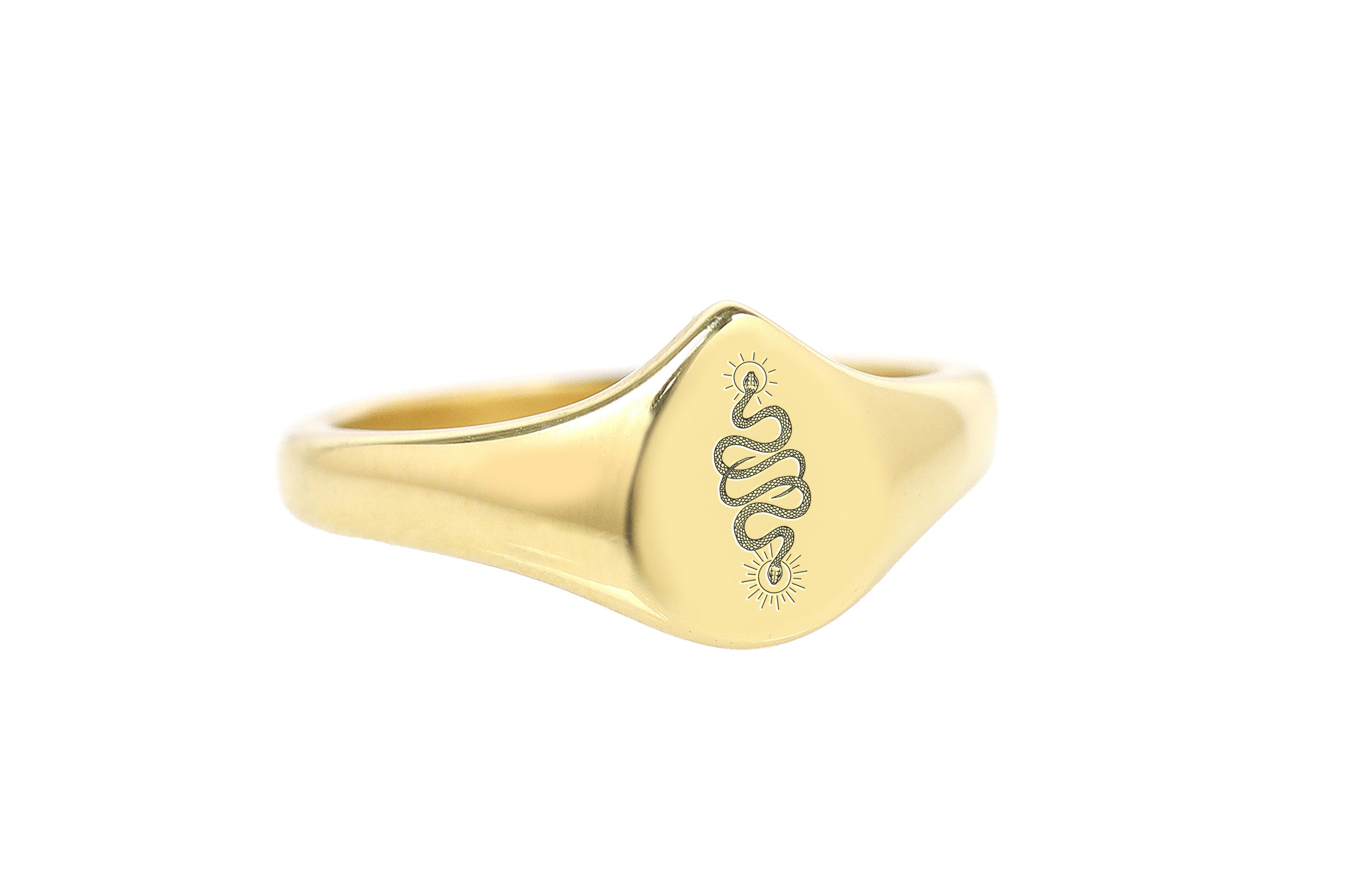 Delicate Snake Gold Signet Ring