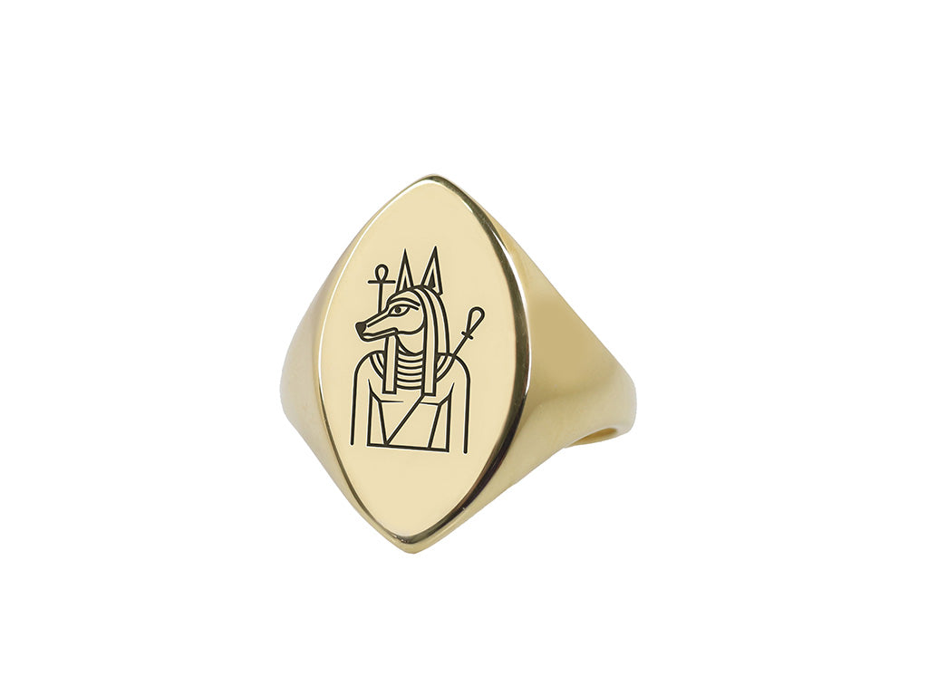 Anubis Gold Signet Ring
