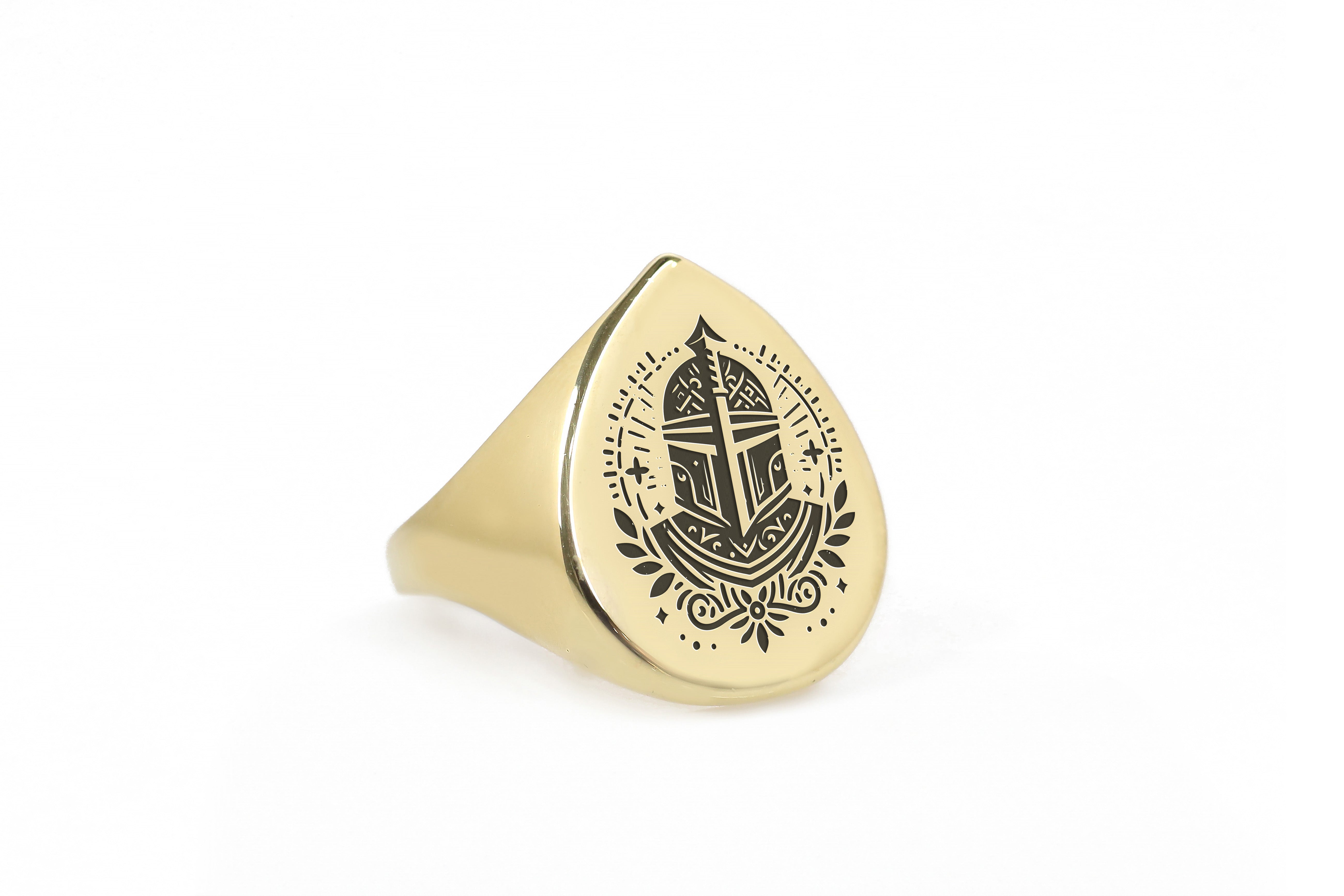 14k Gold Knight Signet Ring