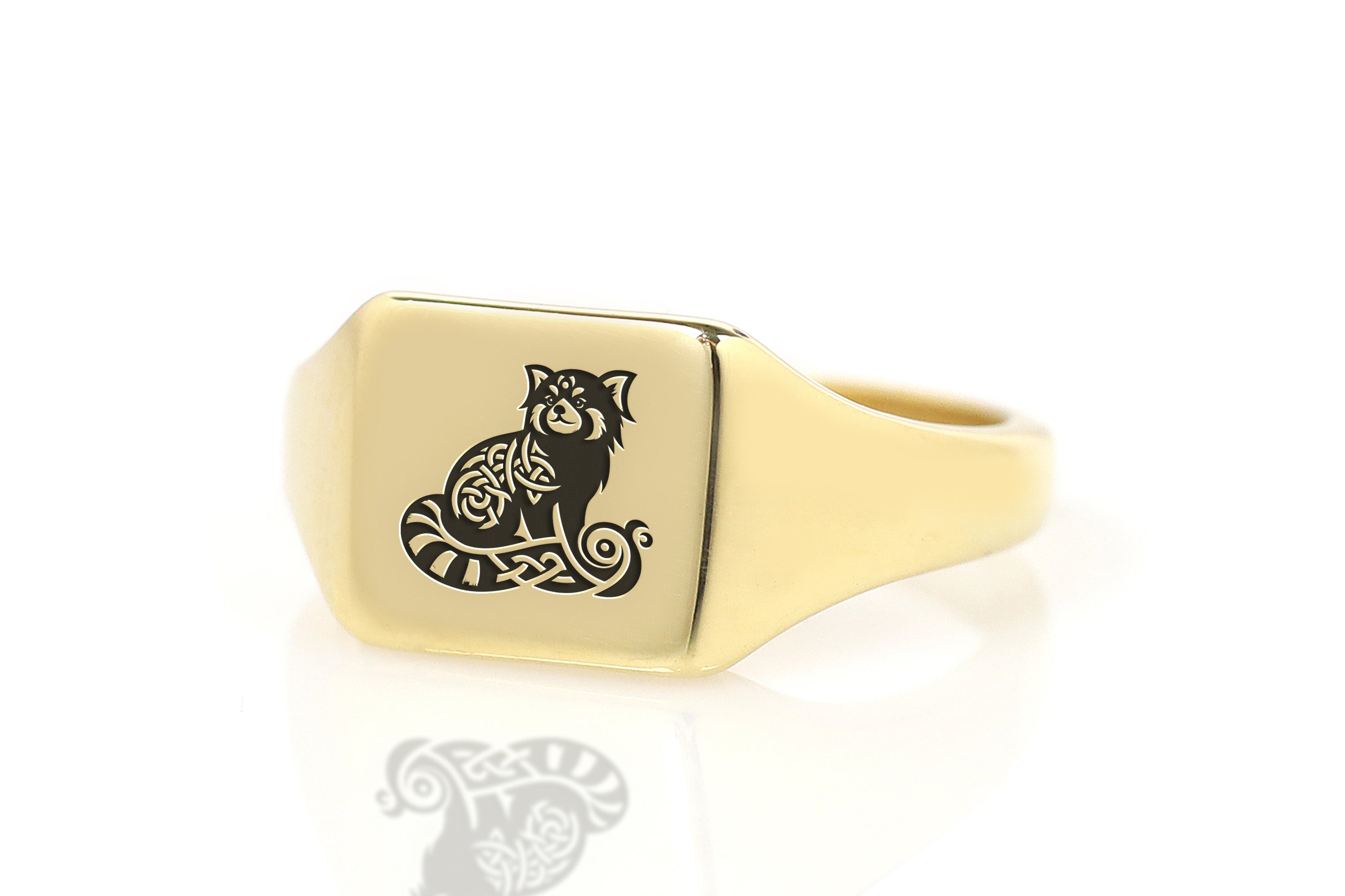 Red Panda Gold Signet Ring