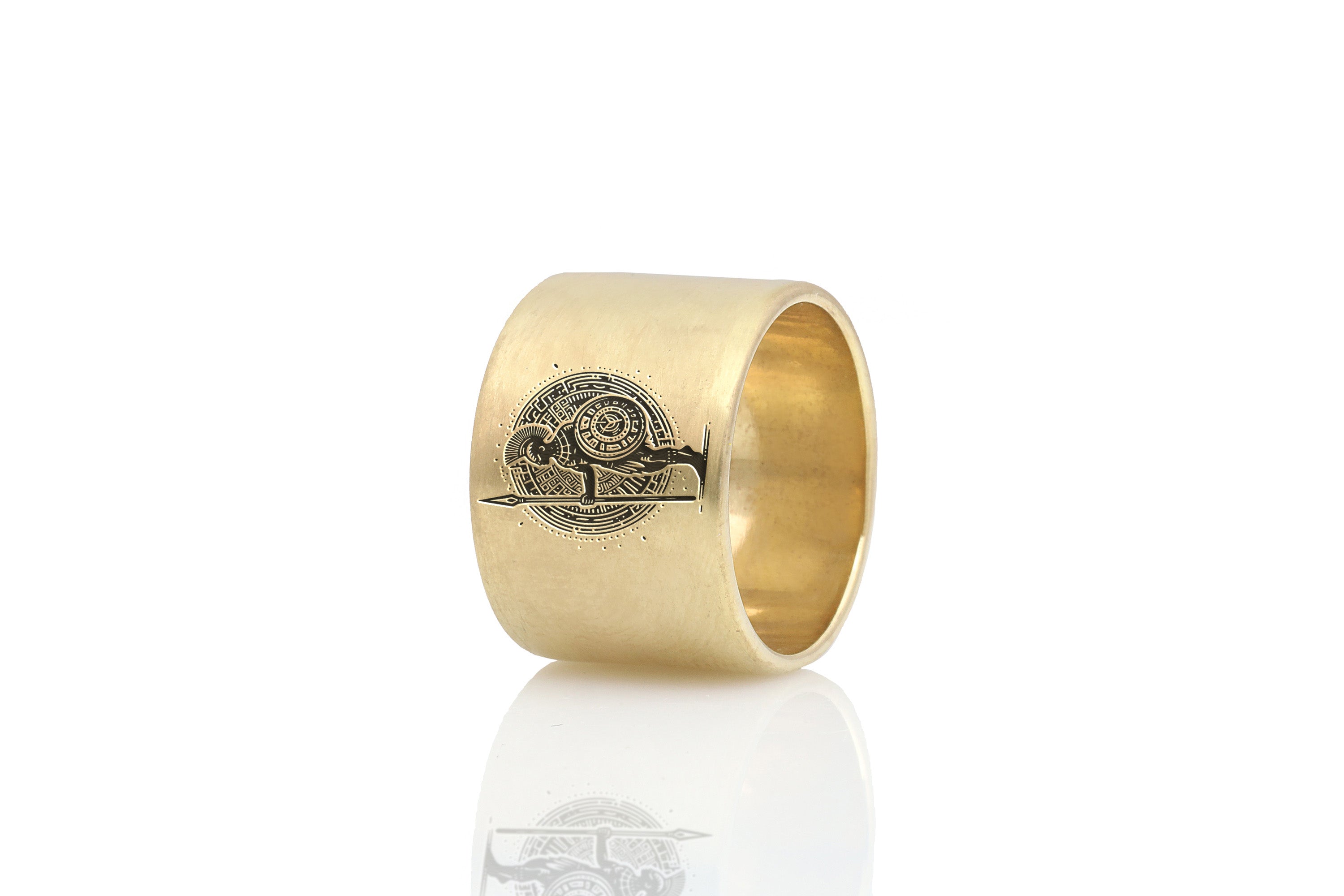 African Tribe Brushed Gold Ring