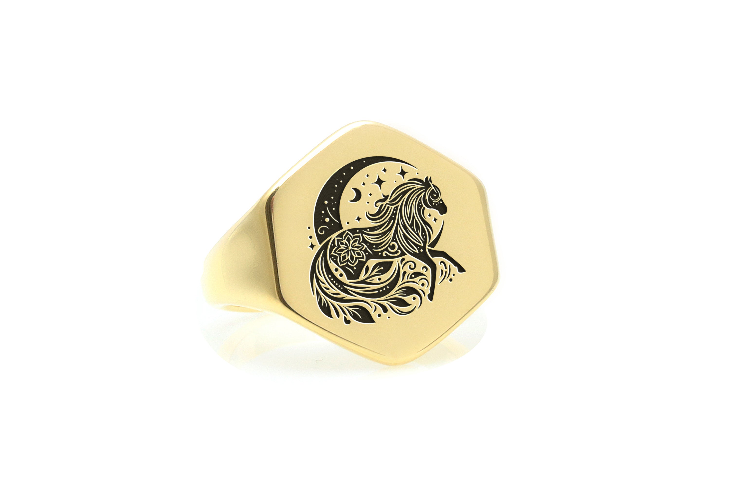 Western Horse Engraved Ring