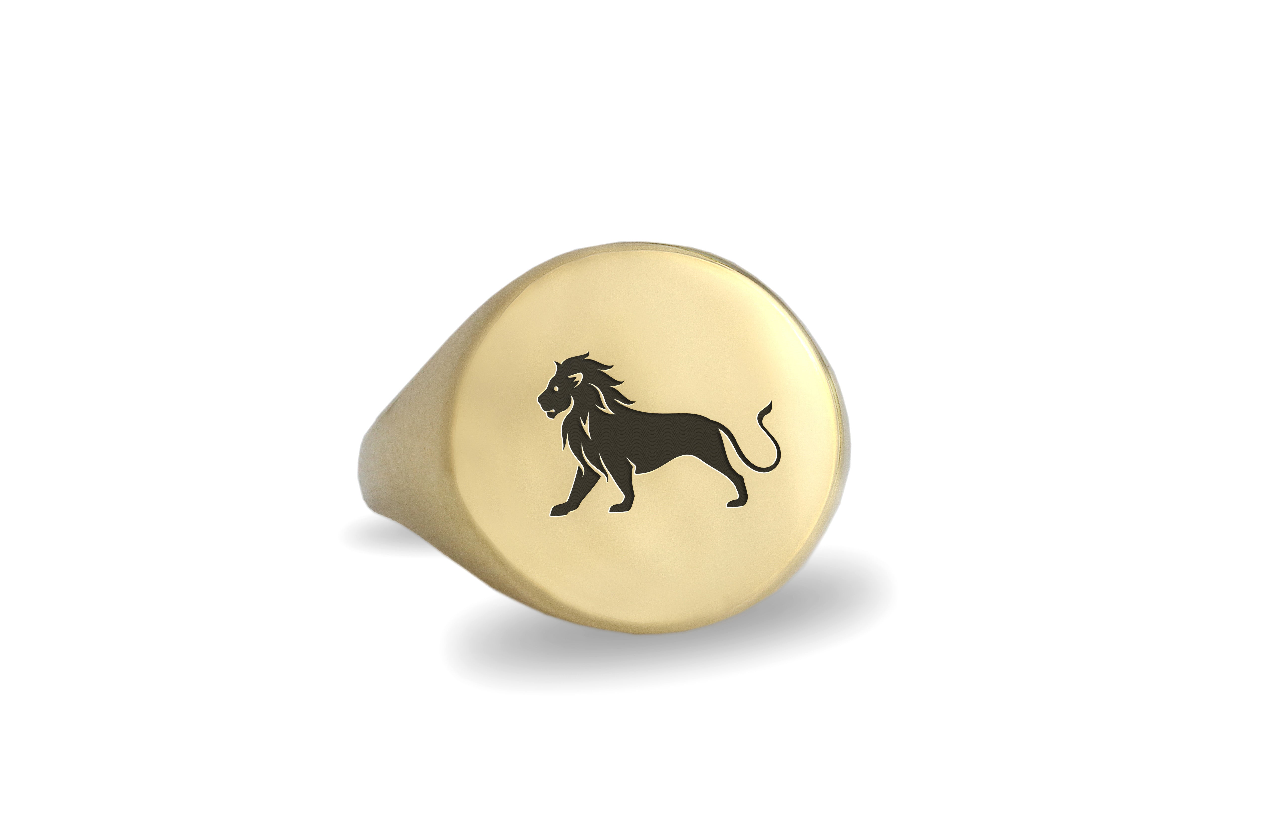 Personalized Leo Zodiac Round Gold Signet Ring