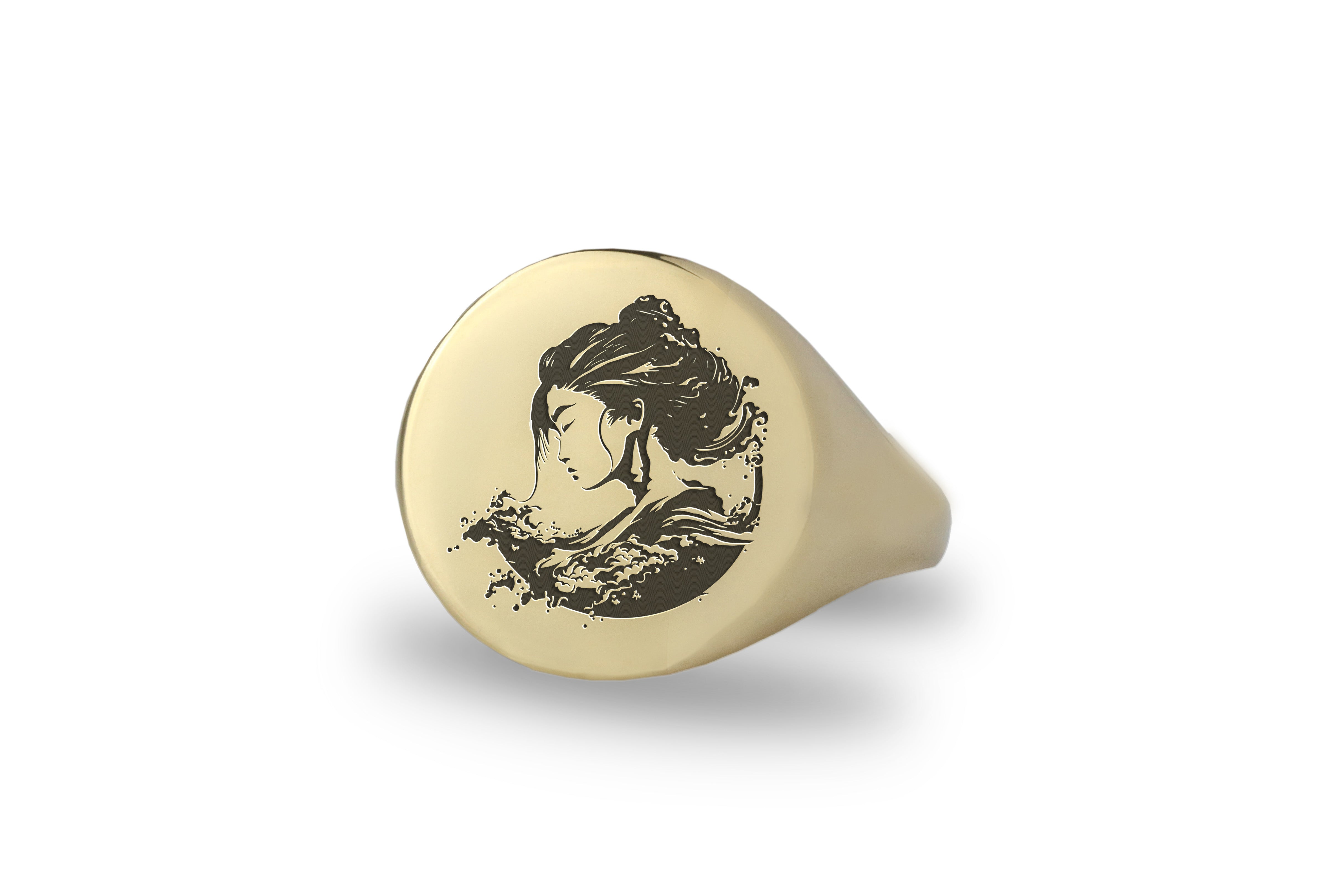 Engraved Japanese Woman Ring