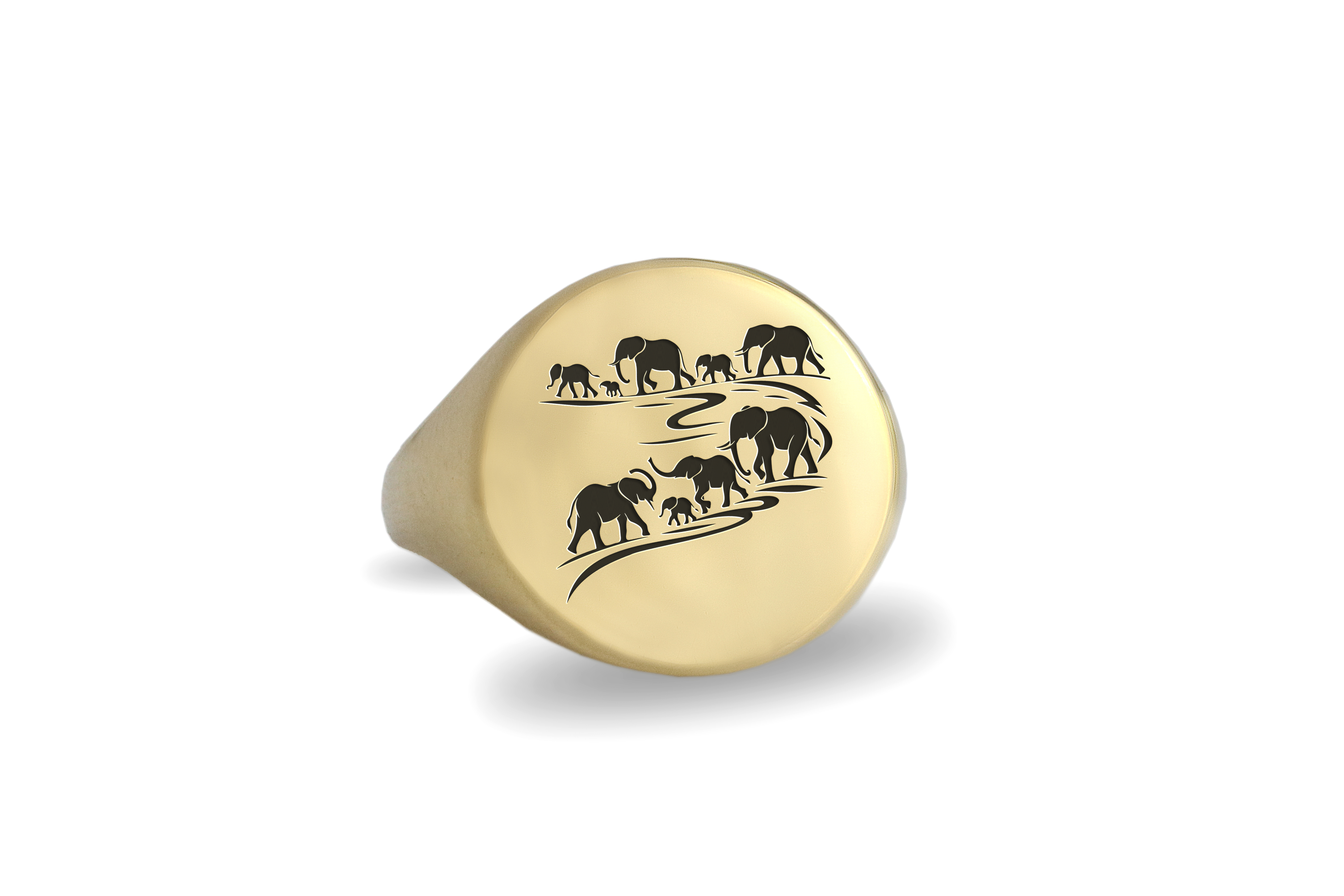 Engraved Elephant Signet Ring