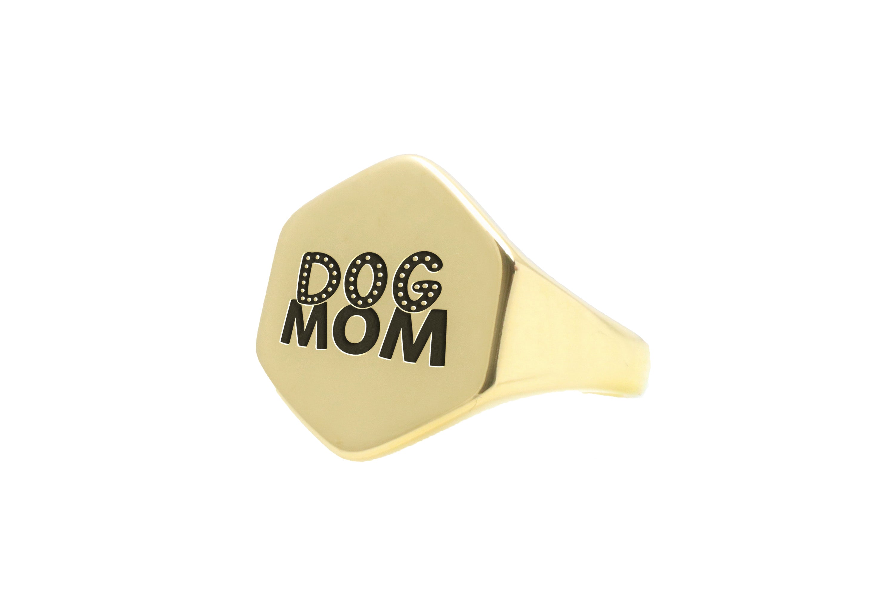 14k Gold Dog Mom Signet Ring