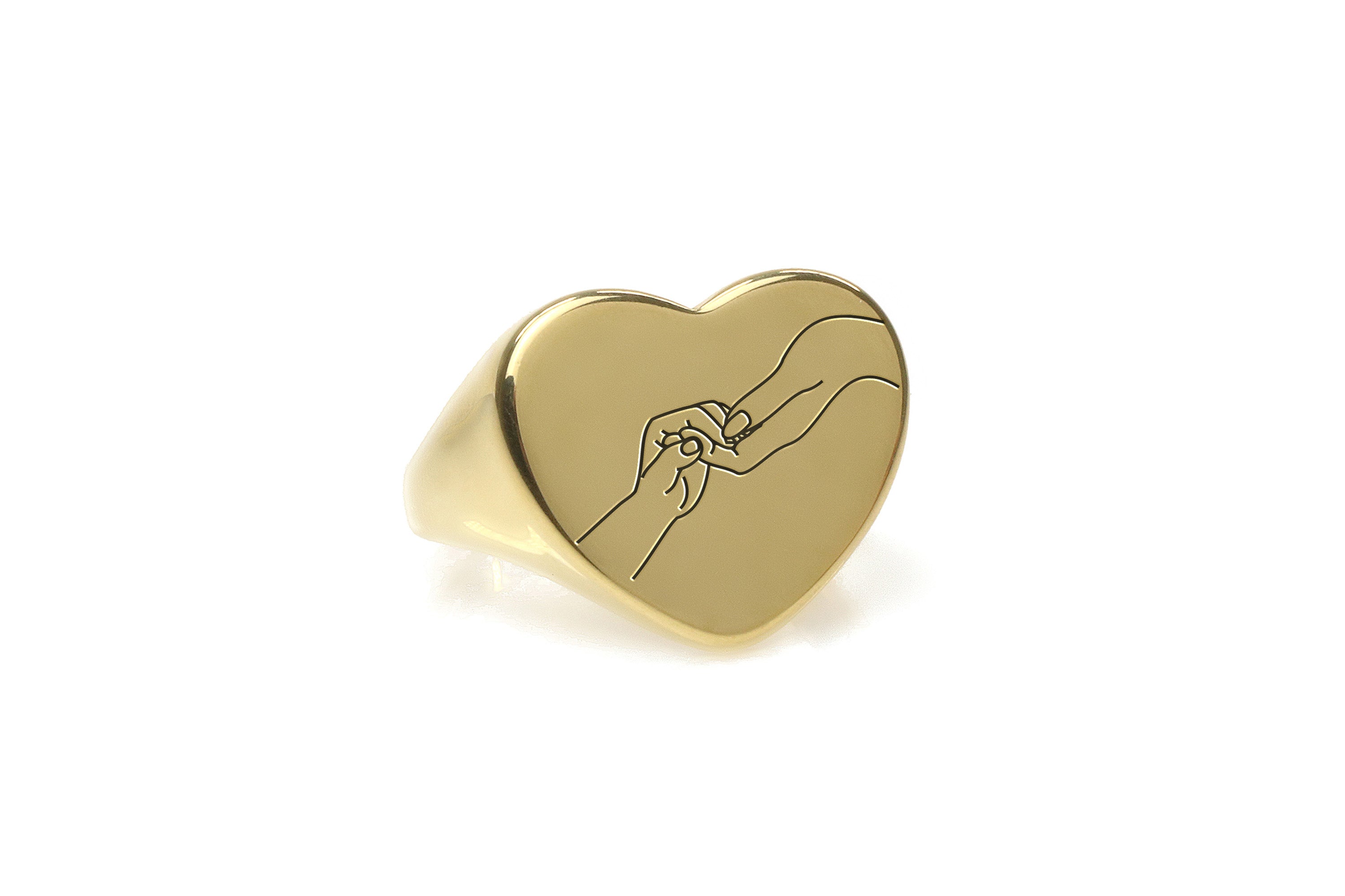Engraved Hands Line Art Ring