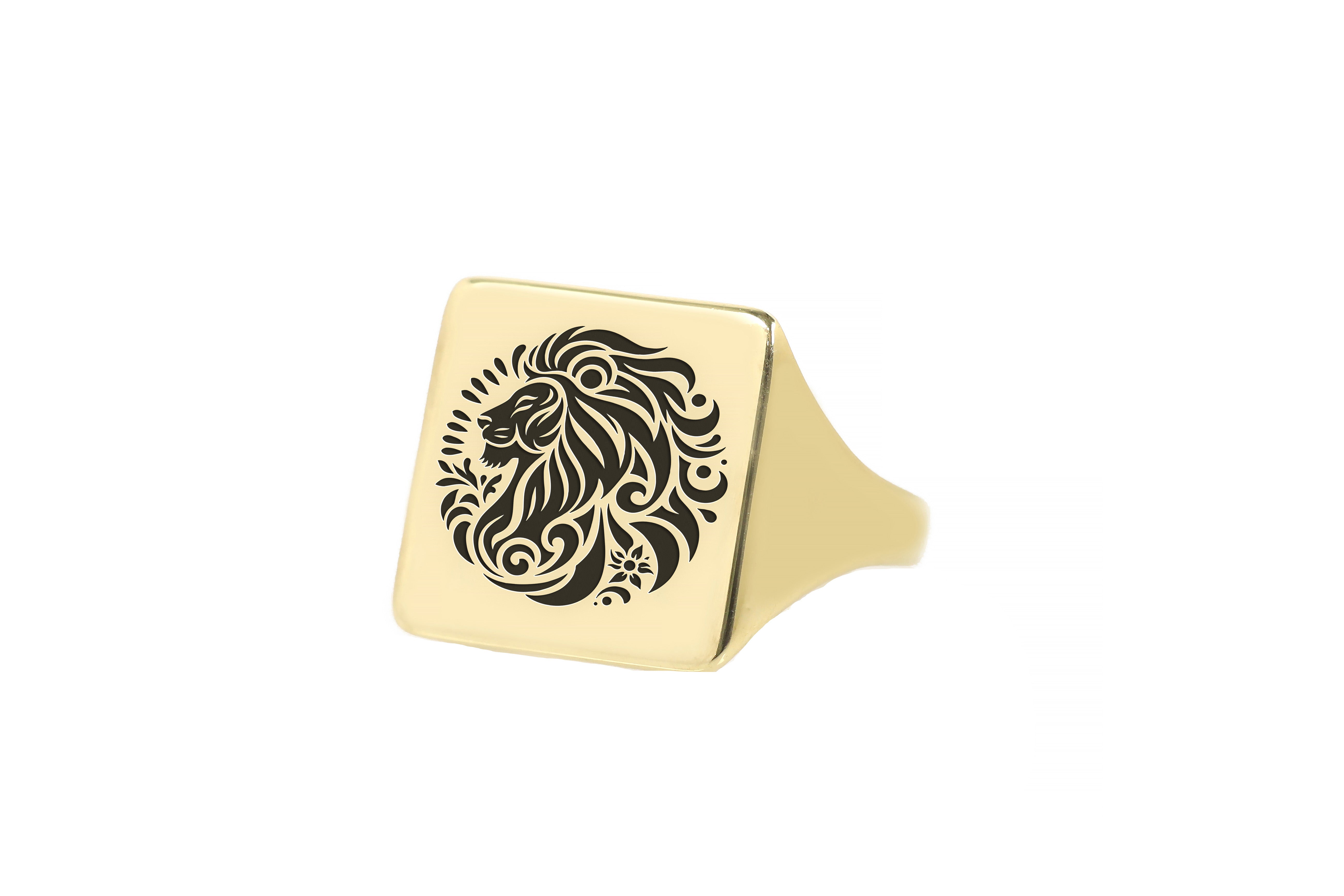 African Lion Gold Signet Ring