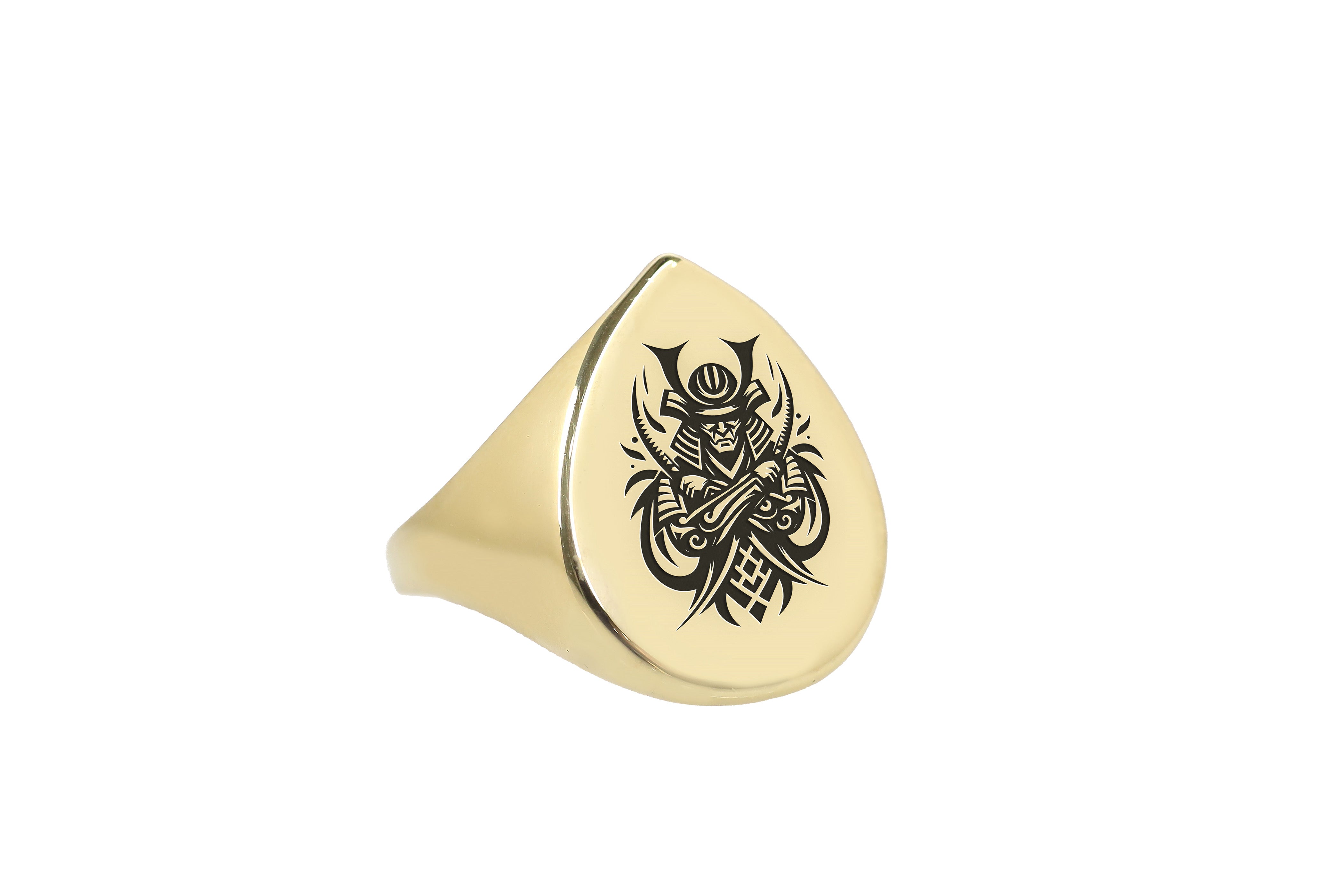 14k Gold Samurai Signet Ring