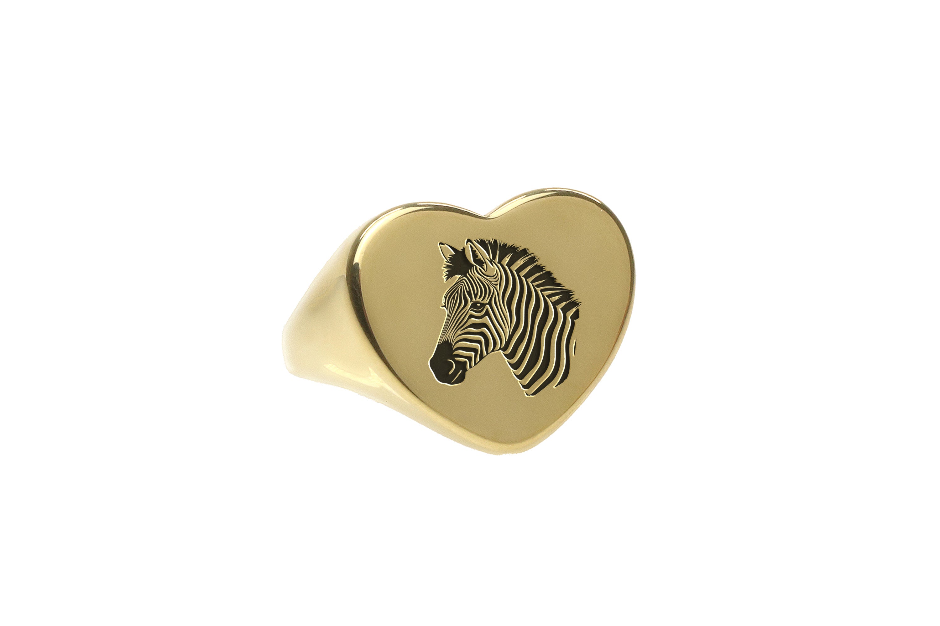 14k Gold Zebra Engraved Ring