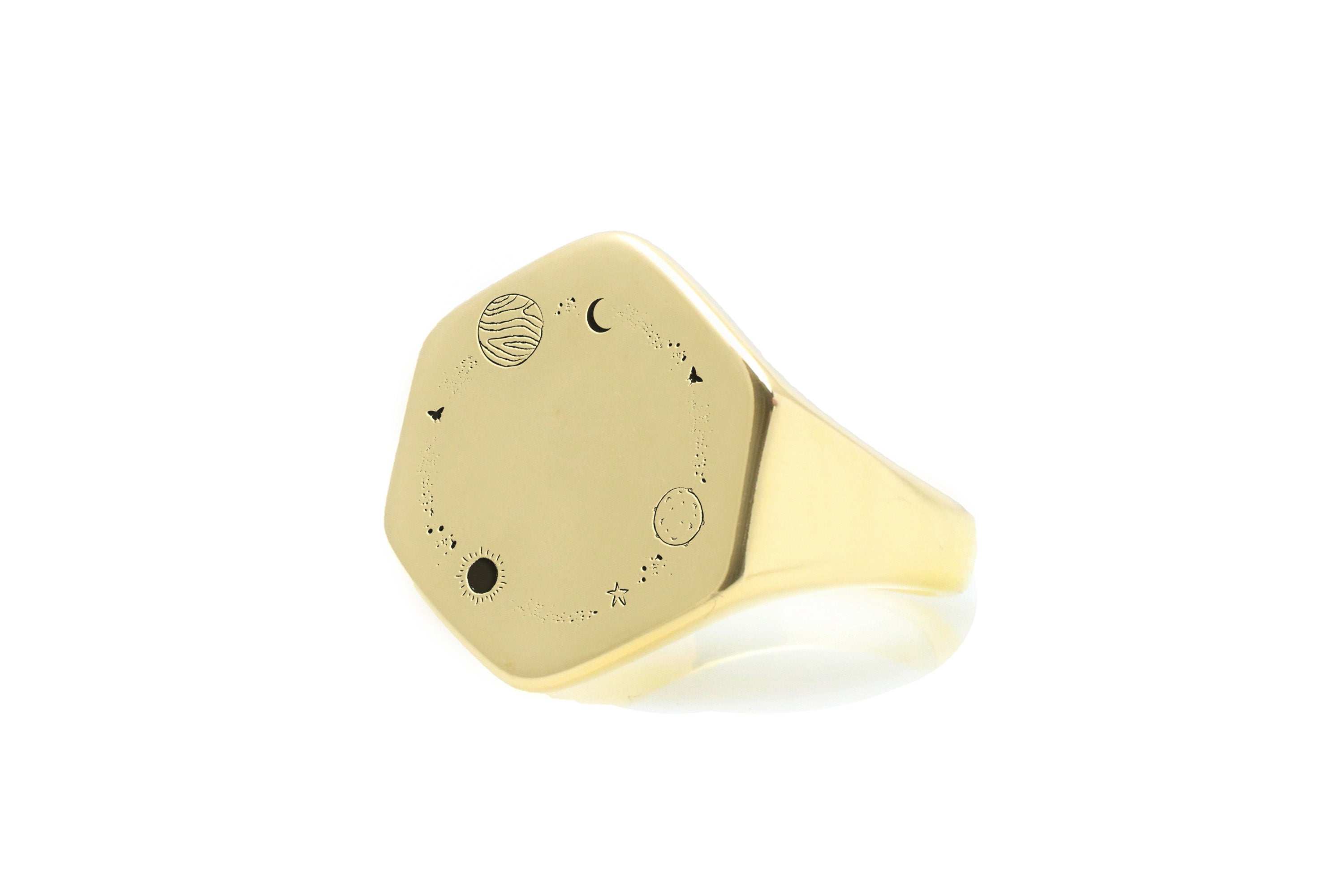 14k Gold Space Signet Ring