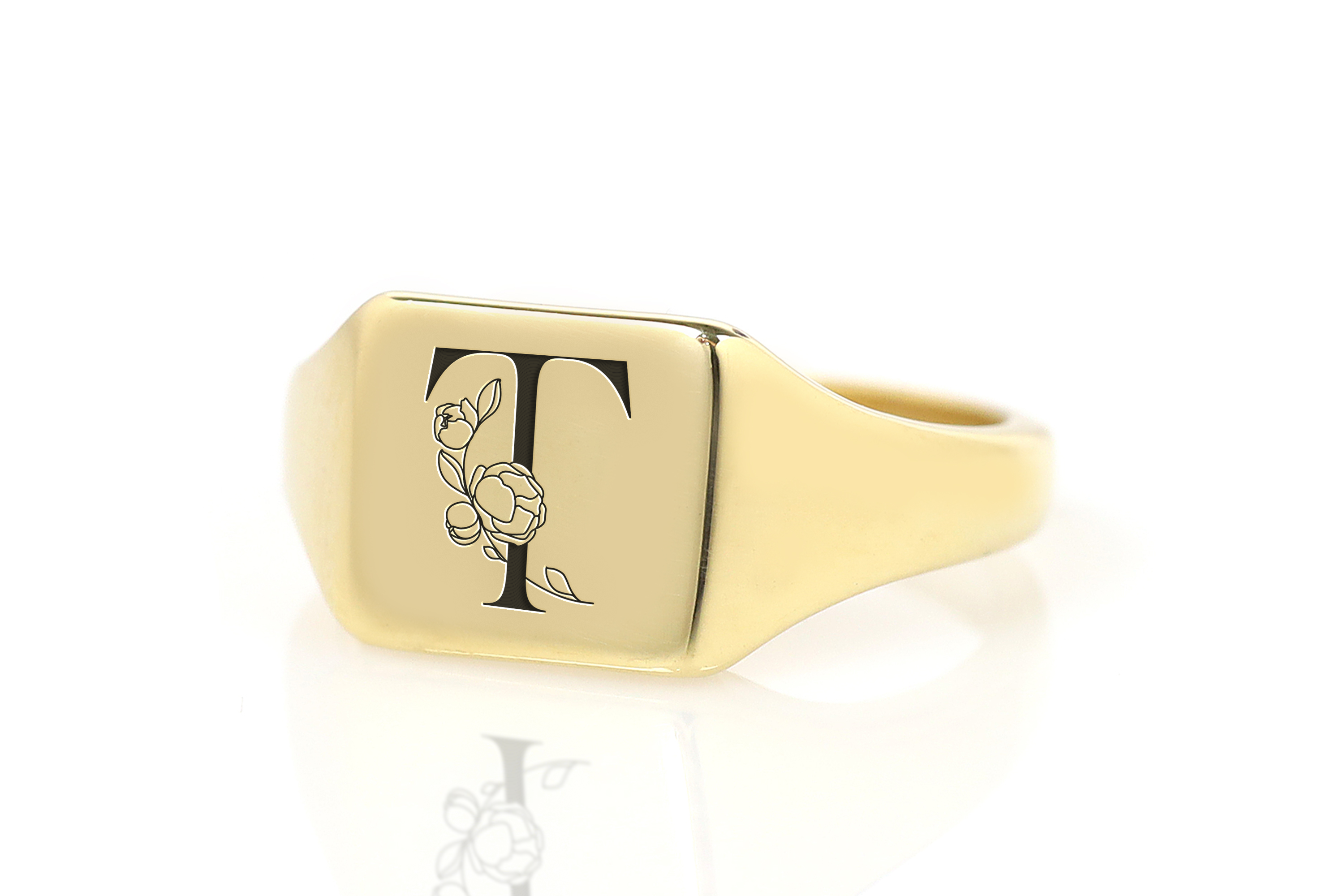 24k Gold Name Initial Ring
