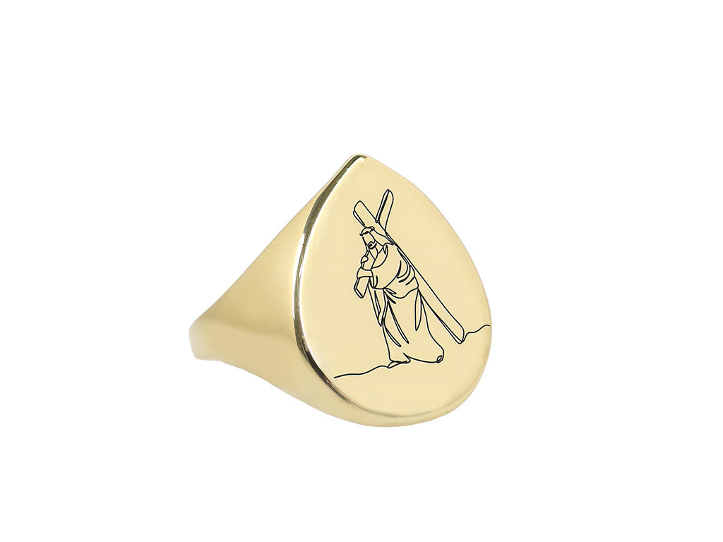 Jesus Cross Engraved Ring