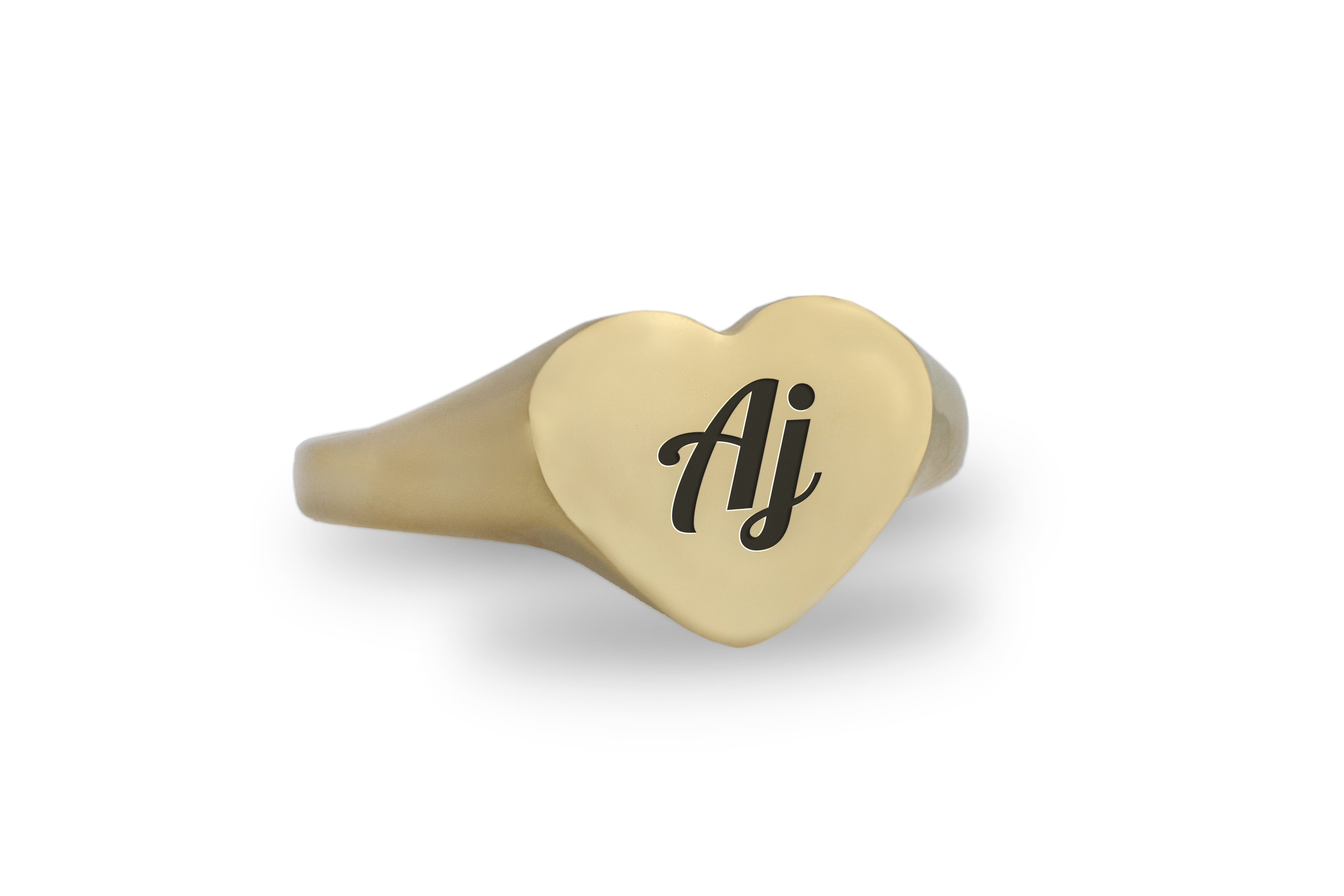 Custom Gold Ring with Heart Shaped Name Engraving
