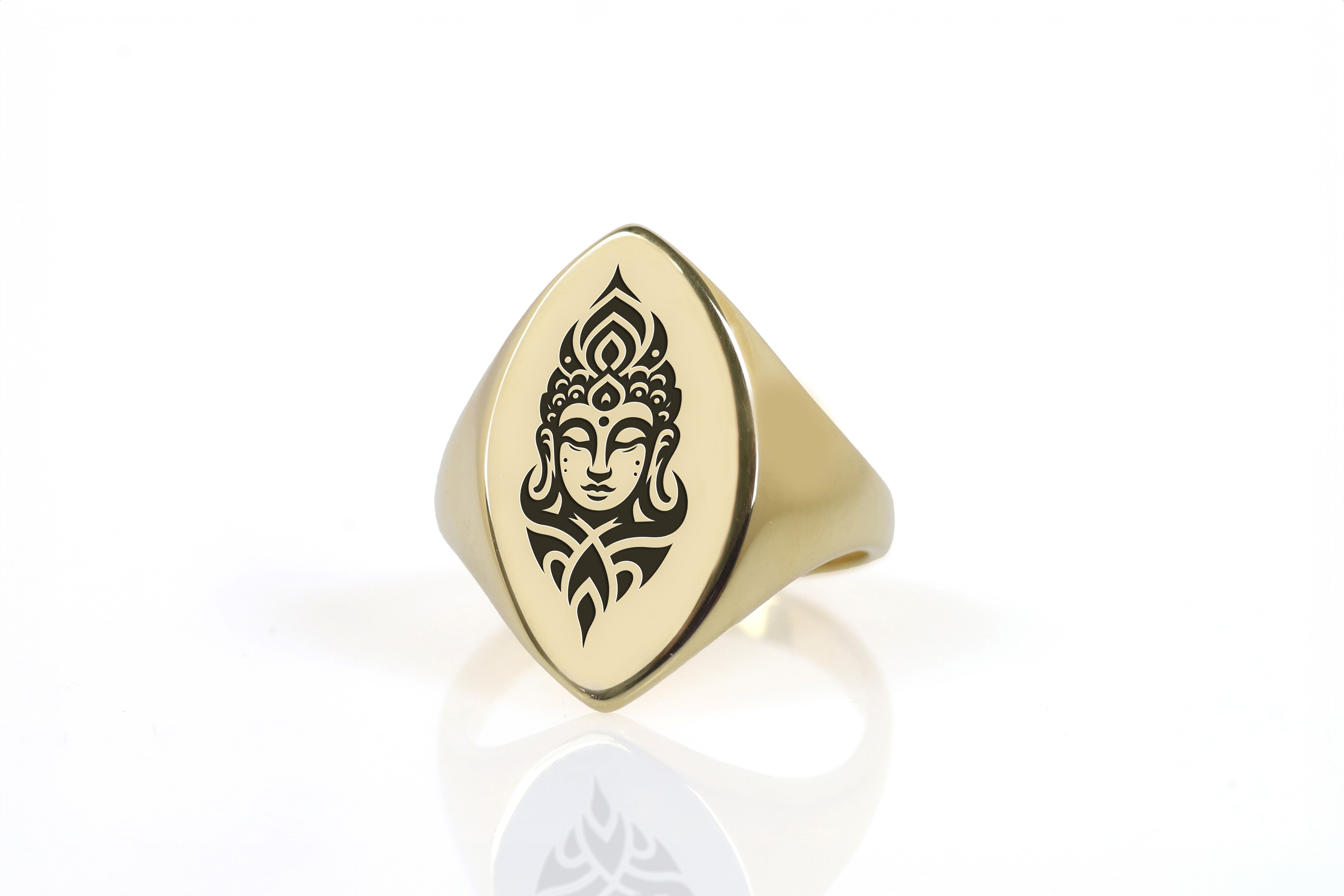 24k Gold Buddha Signet Ring