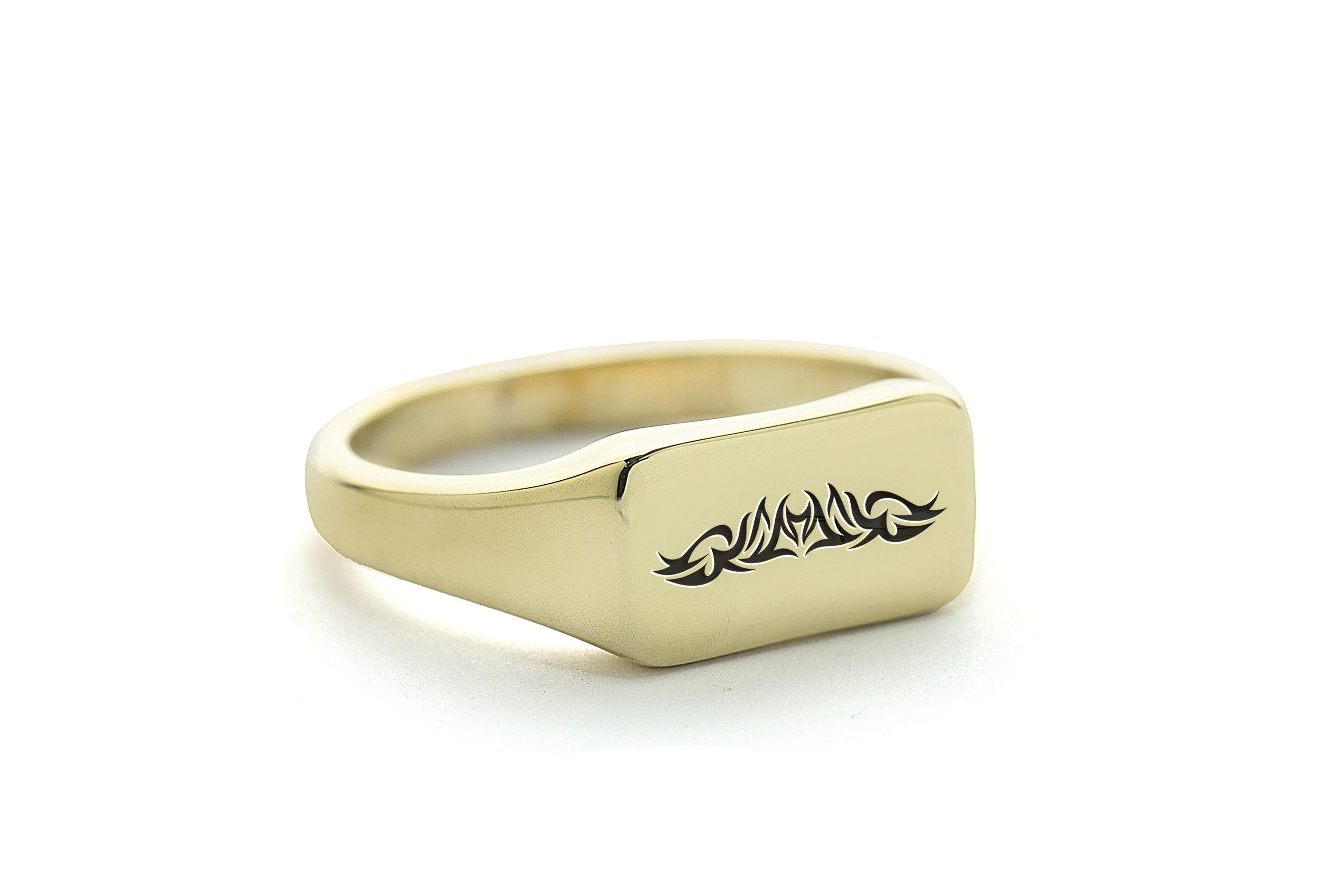 Engraved Tattoo Tribal Signet Ring