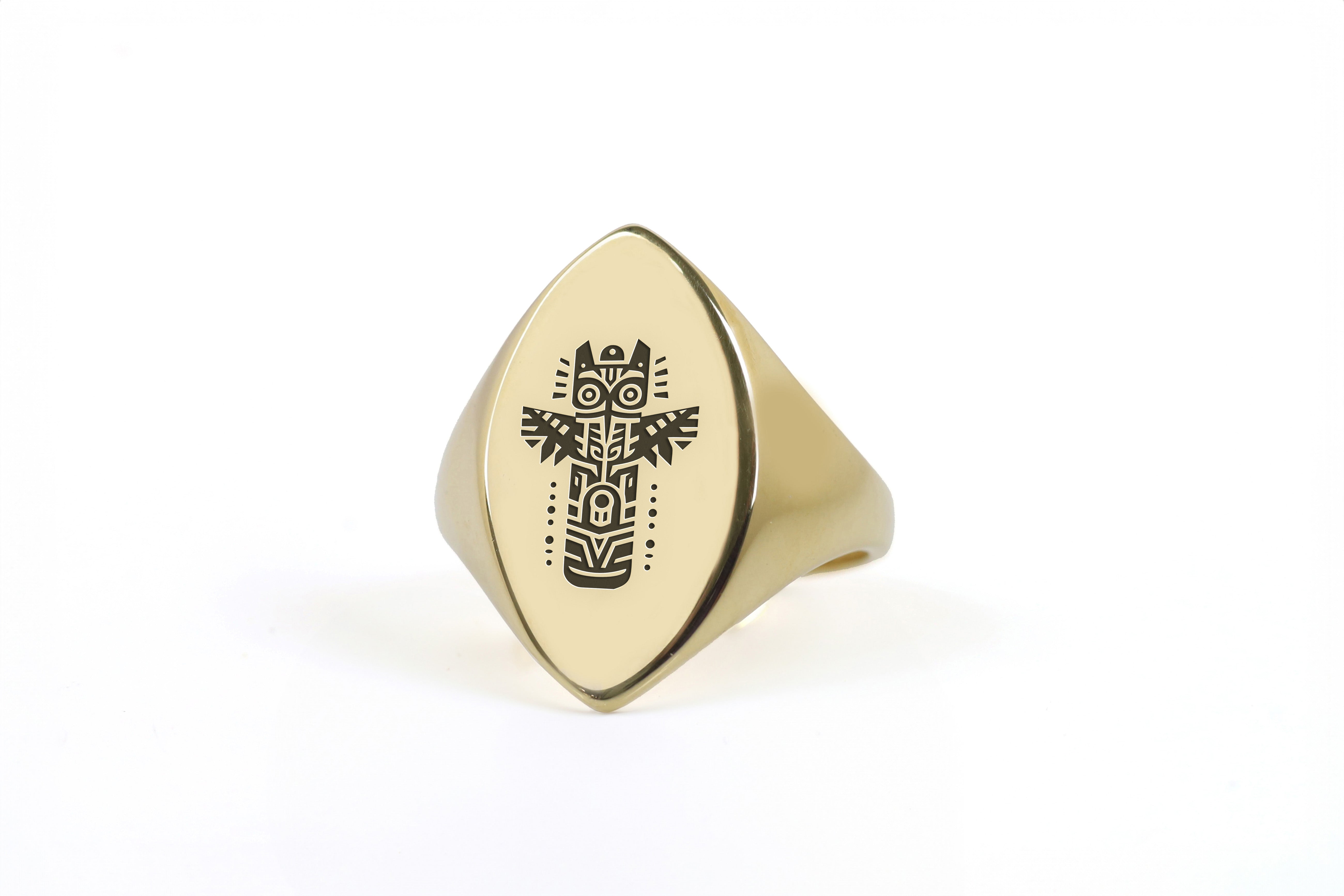 Engraved African Totem Ring